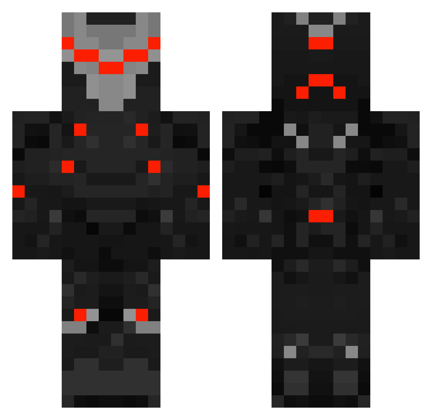 Quackerss64 Minecraft skin, front and back view