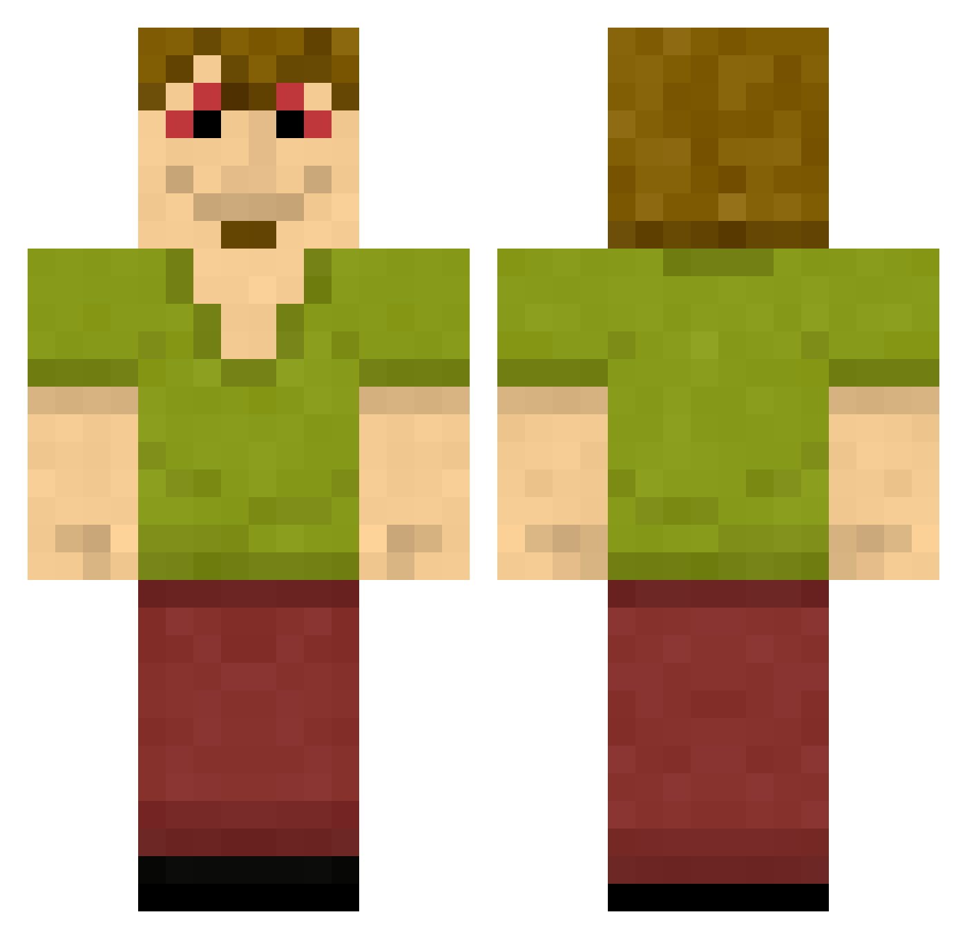 Vibemauster Minecraft skin, front and back view