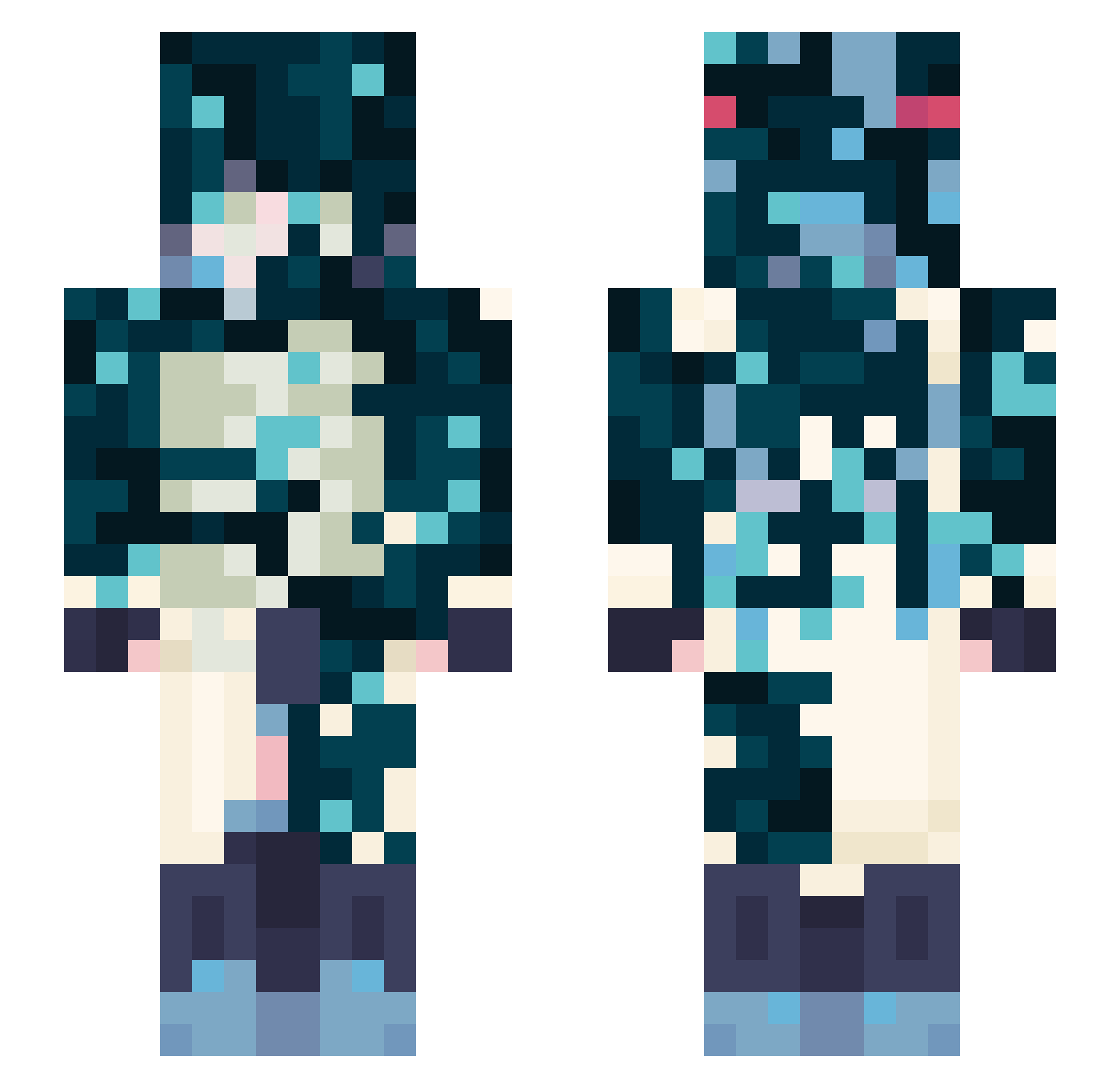 Professor_Miku Minecraft skin, front and back view