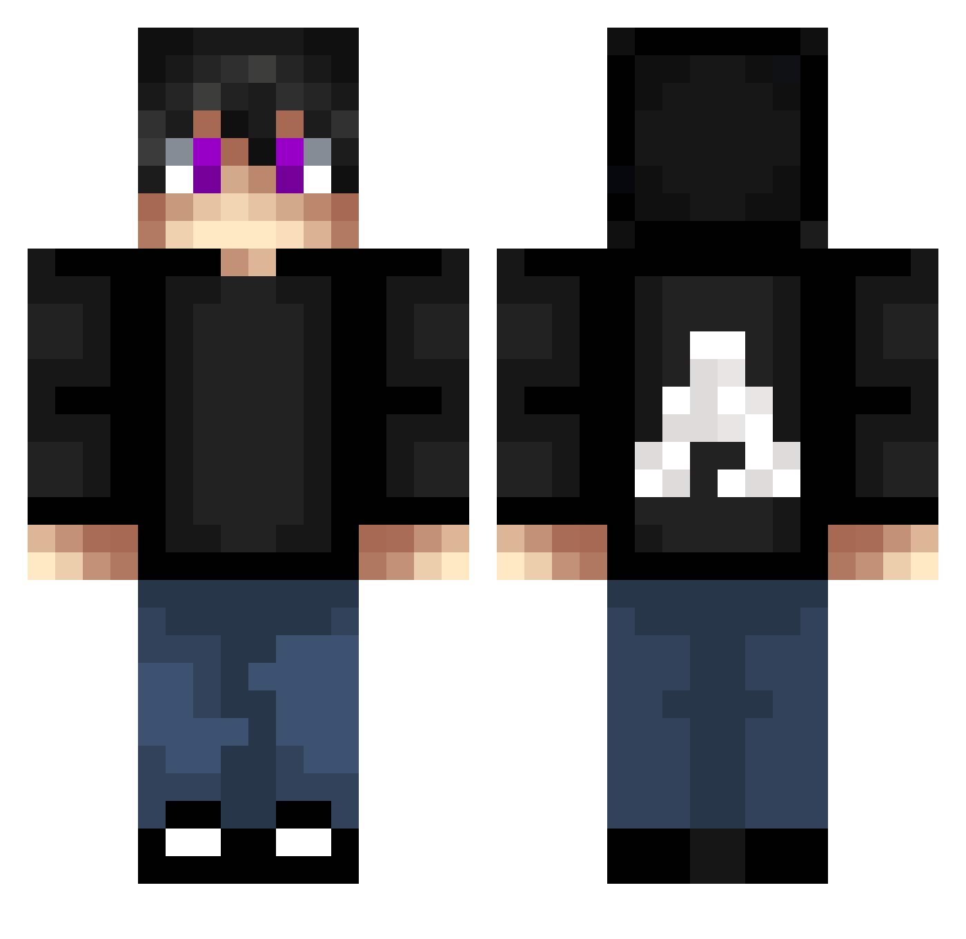 unxutherised Minecraft skin, front and back view