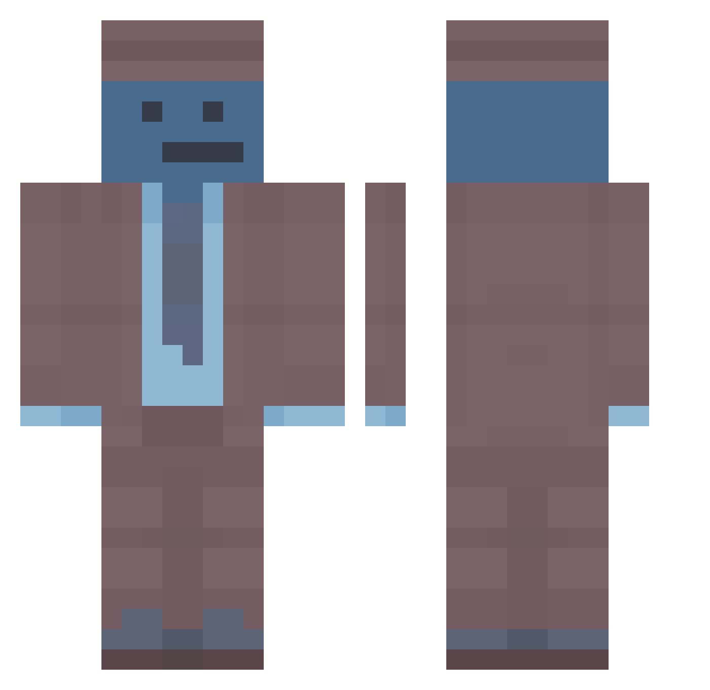 Xloxe Minecraft skin, front and back view