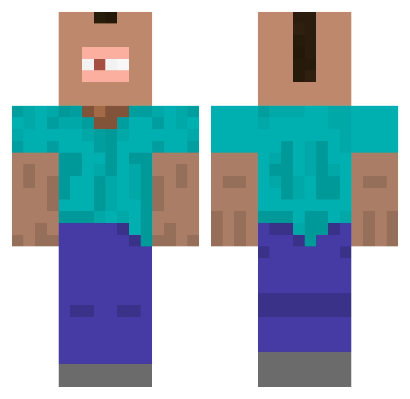 Bangkoks Minecraft skin, front and back view