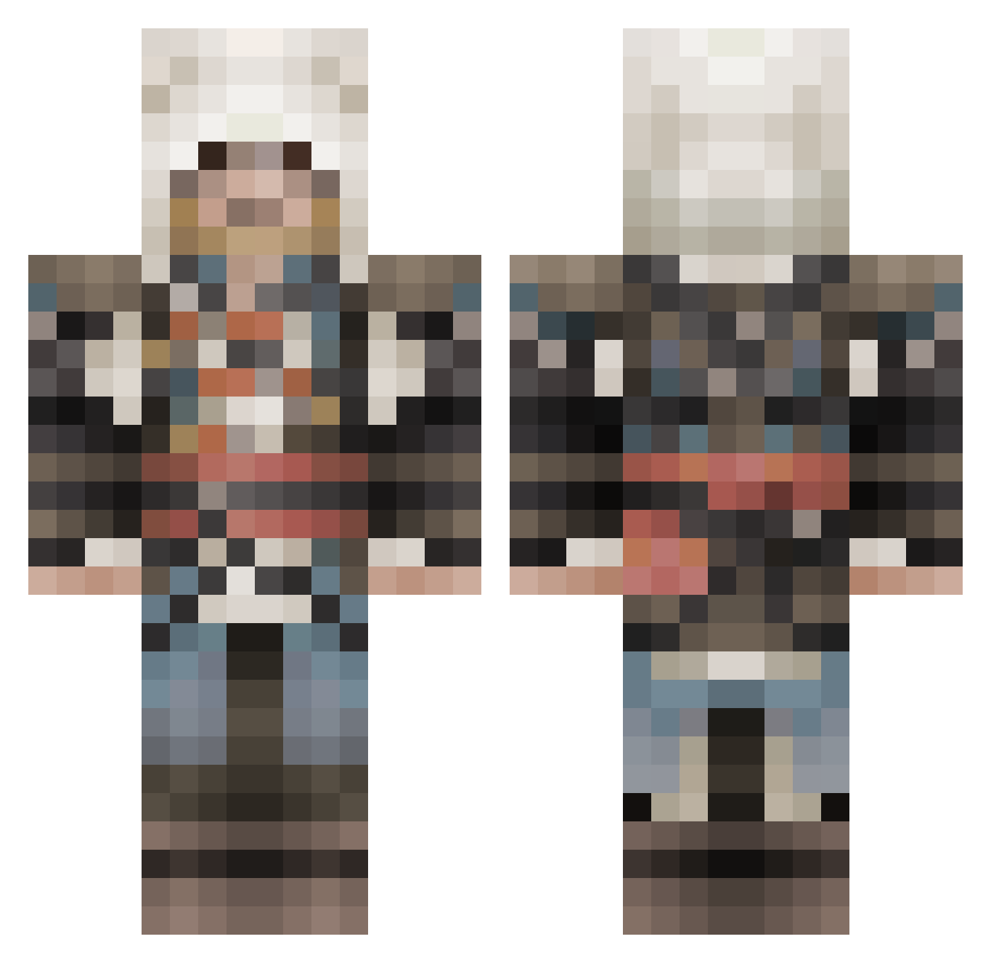 AvgBMW Minecraft skin, front and back view