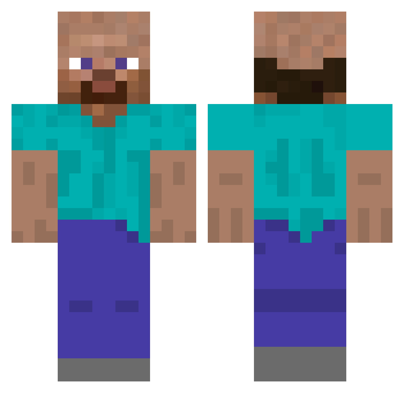 samca Minecraft skin, front and back view