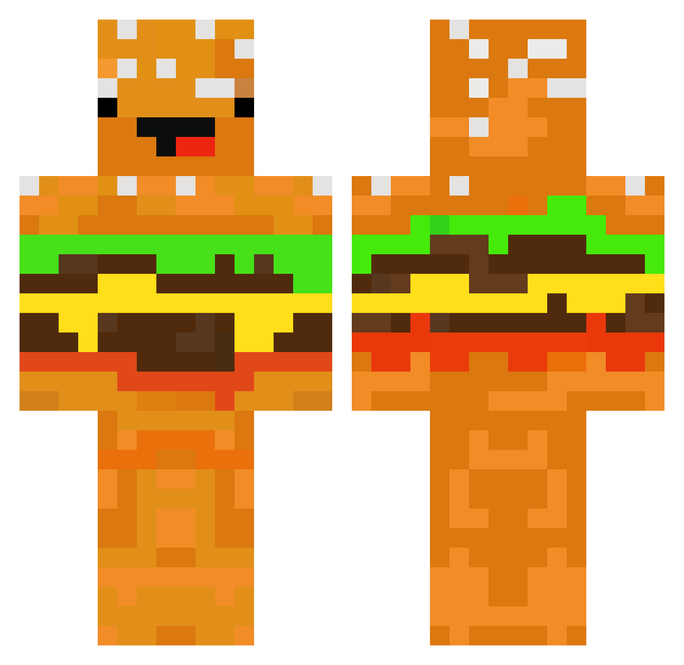 Rvox Minecraft skin, front and back view