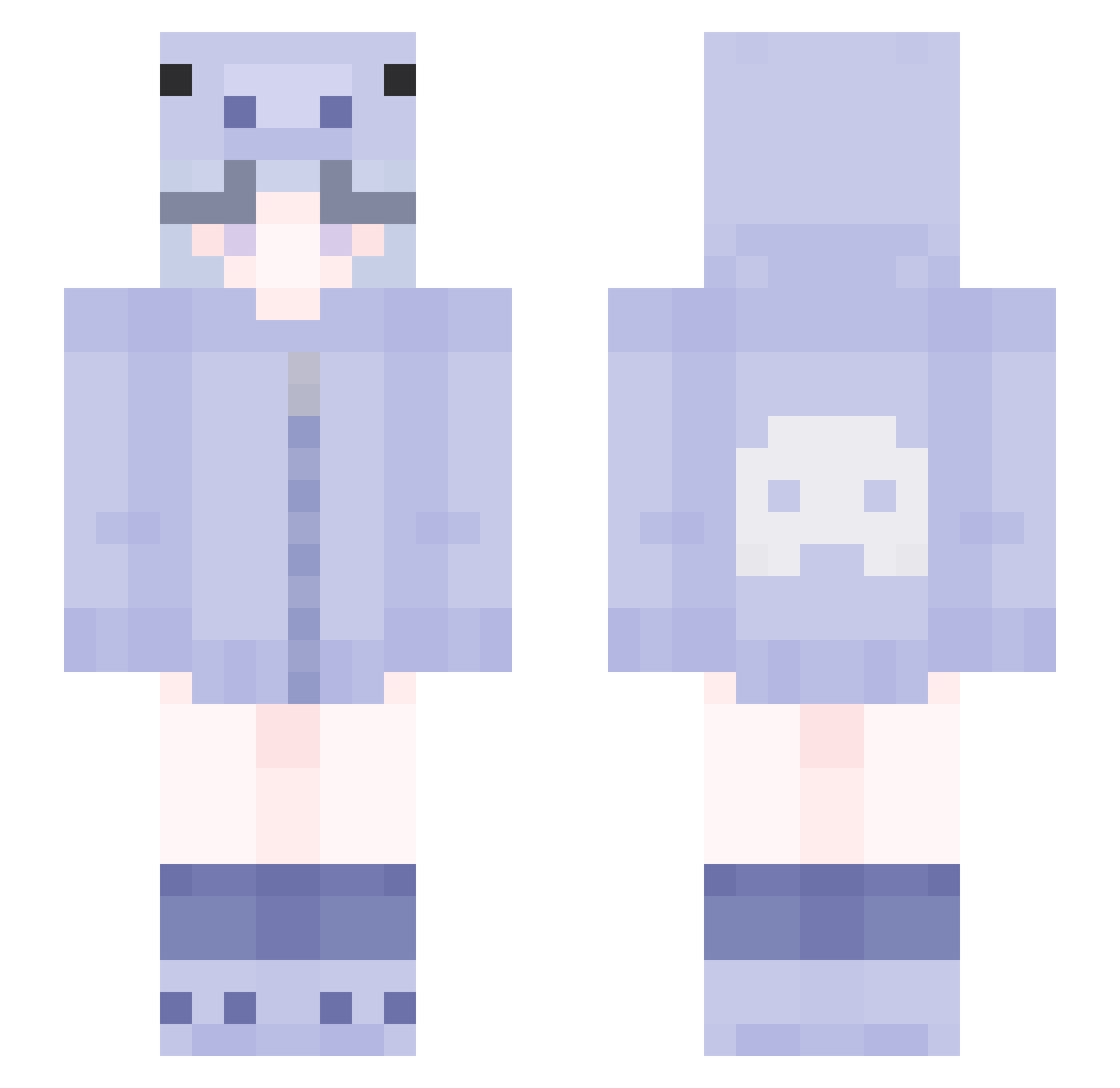 Lqvendar Minecraft skin, front and back view