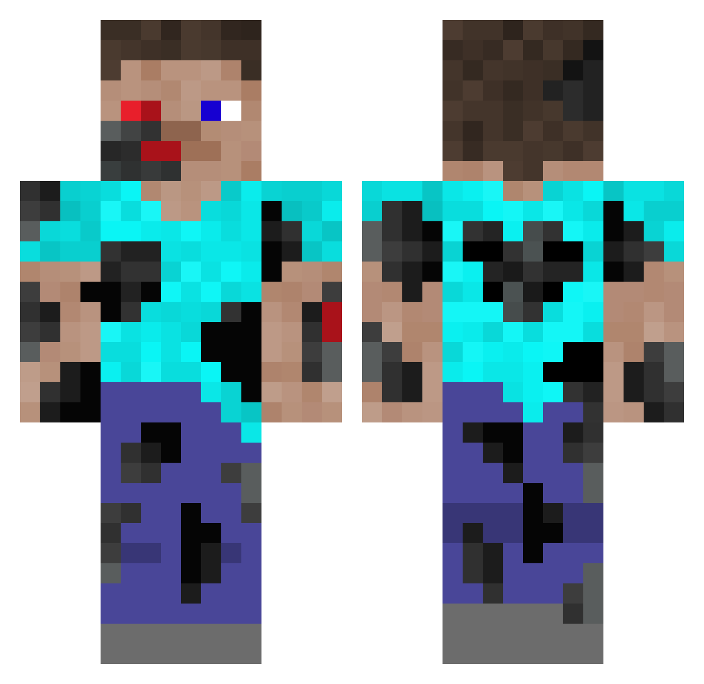 camelsnowman Minecraft skin, front and back view