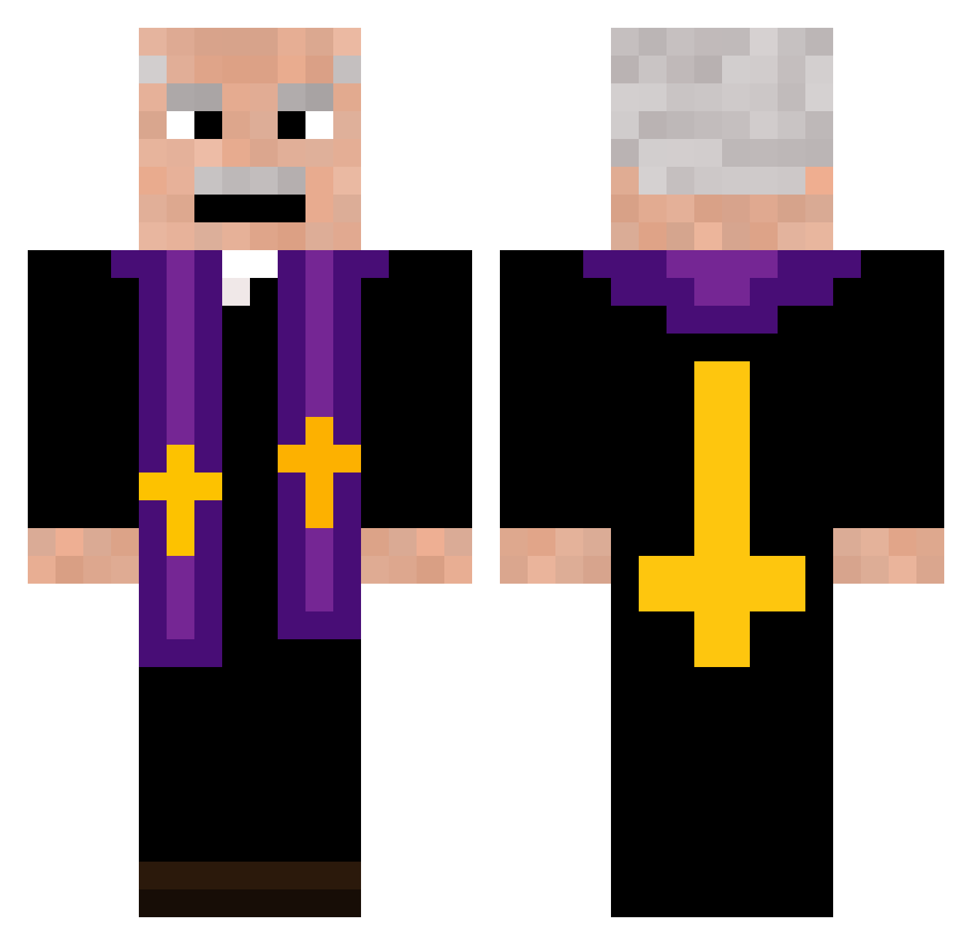 p1kers Minecraft skin, front and back view