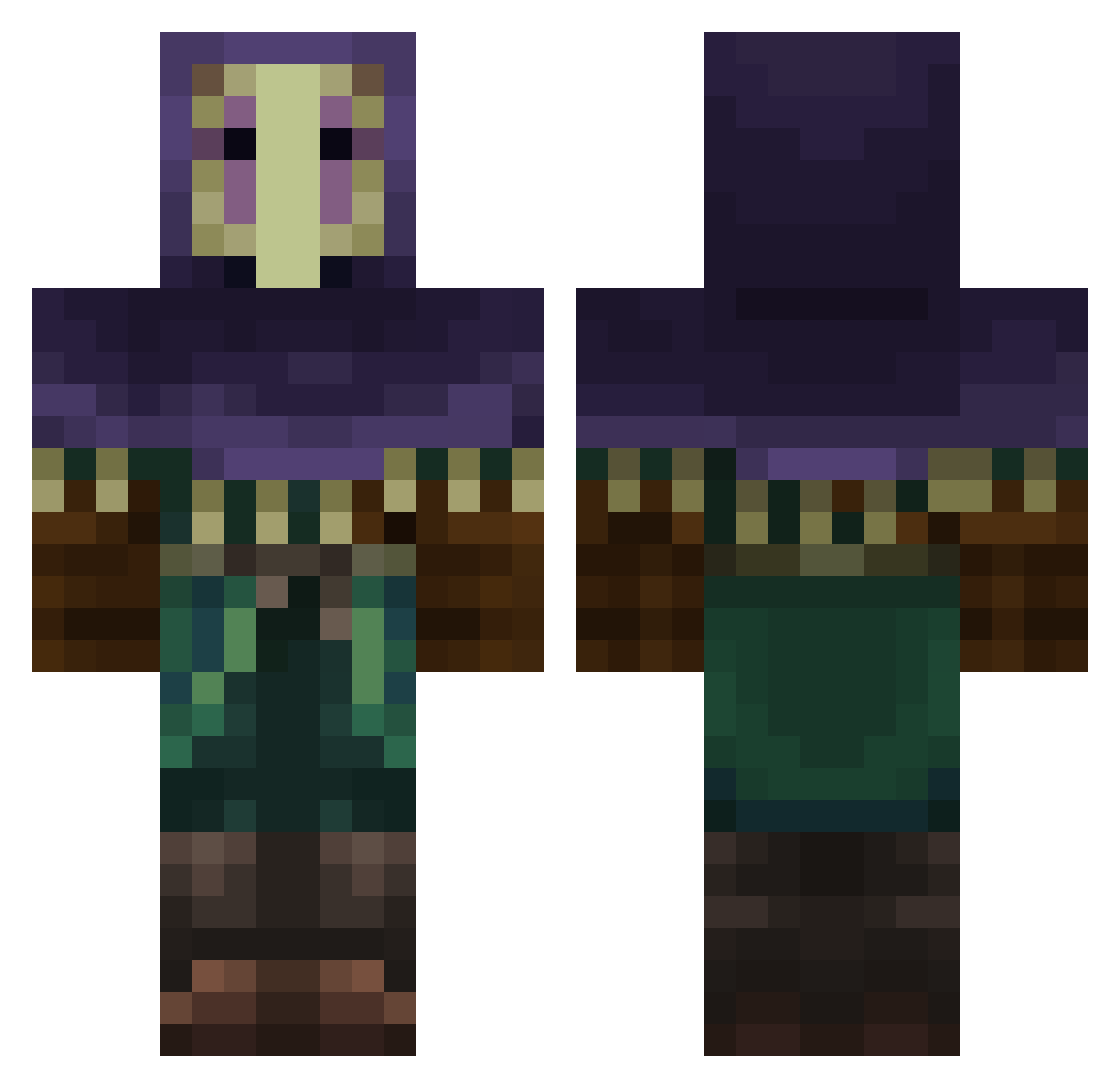 yp0v Minecraft skin, front and back view