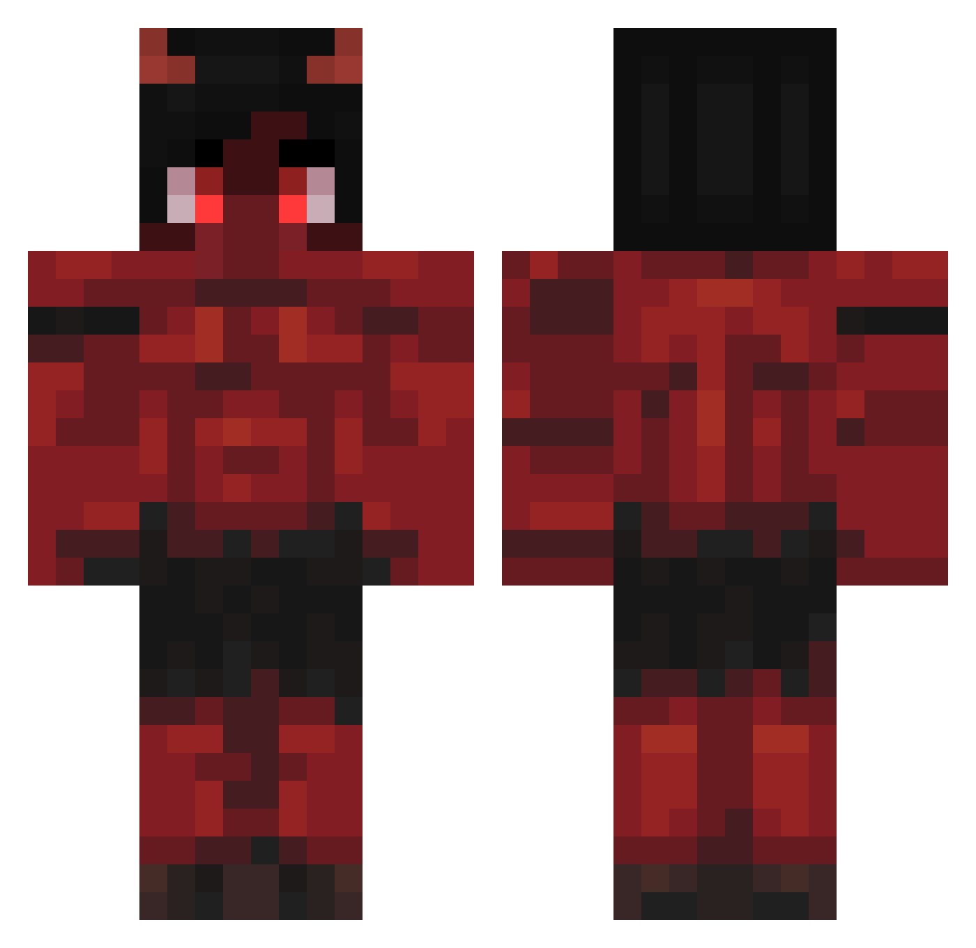 Bombeta Minecraft skin, front and back view