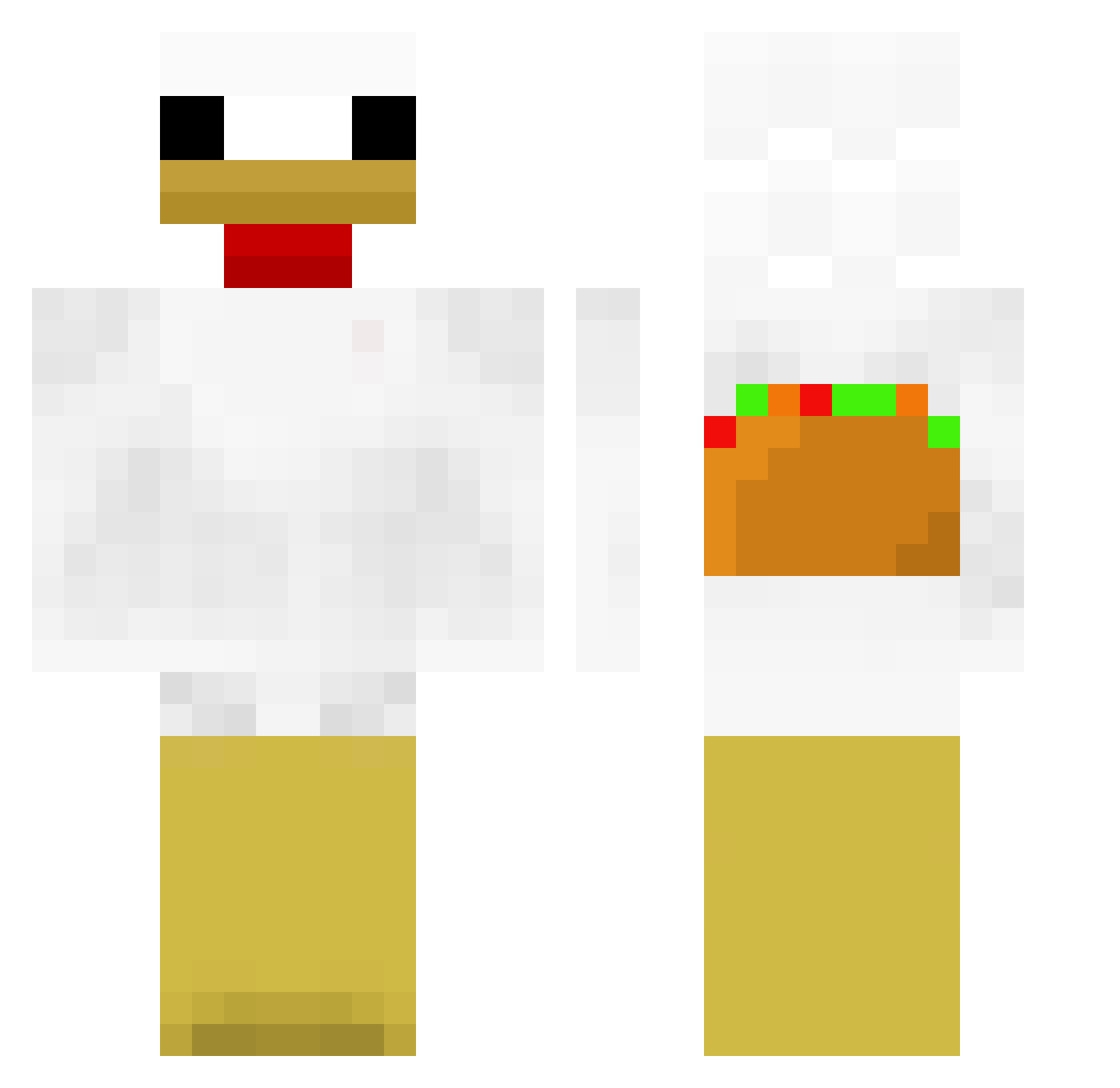 notisMilo Minecraft skin, front and back view