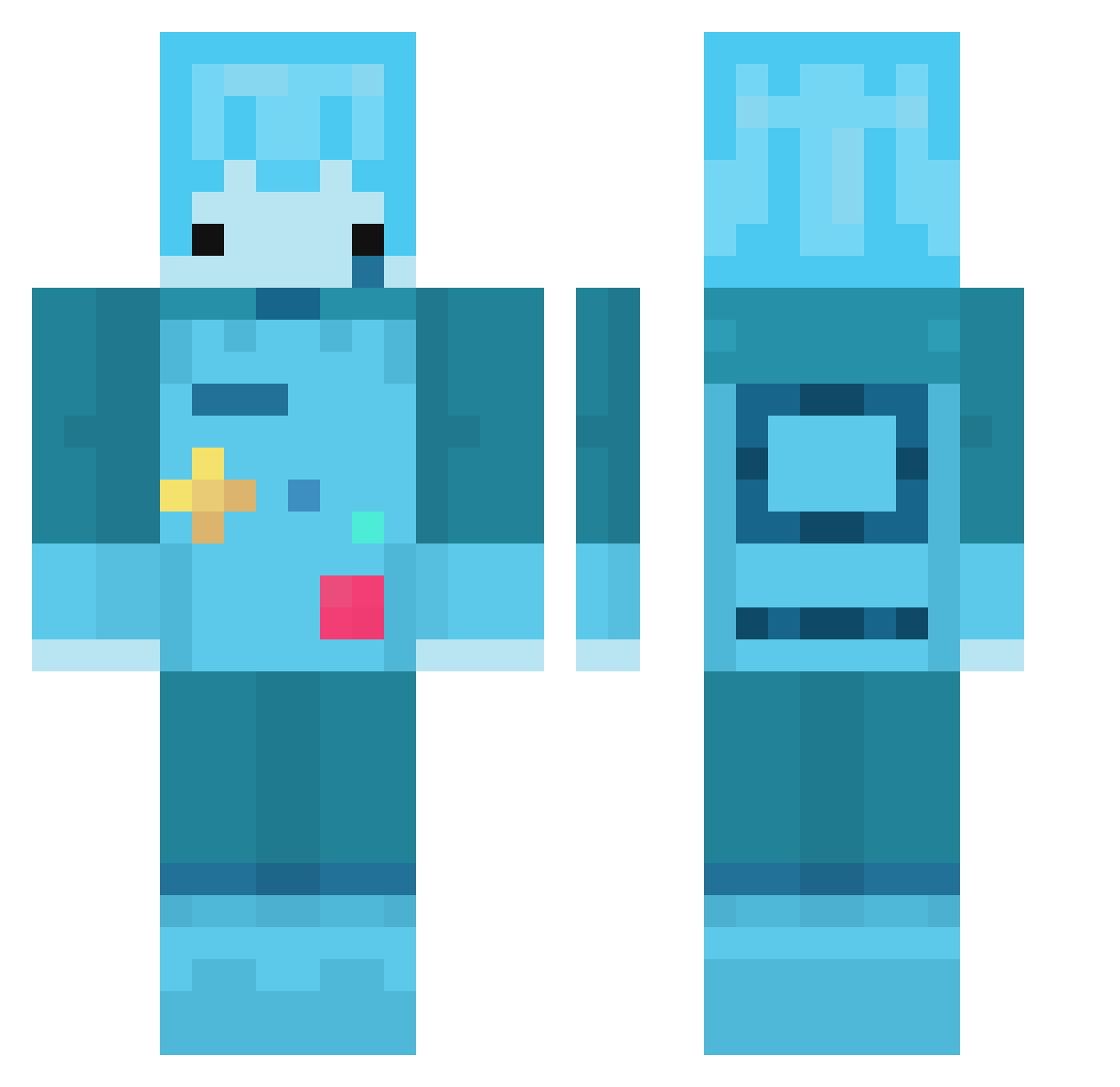Sh1hlzz8 Minecraft skin, front and back view