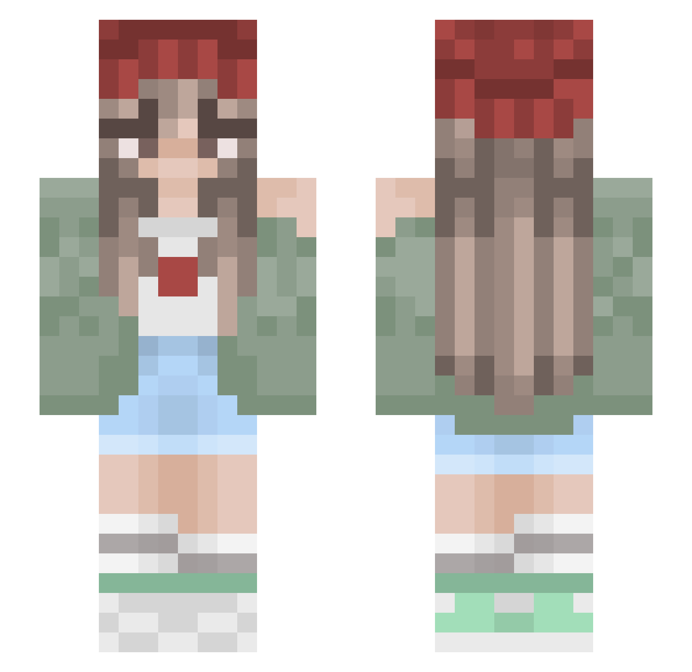 Dommino Minecraft skin, front and back view