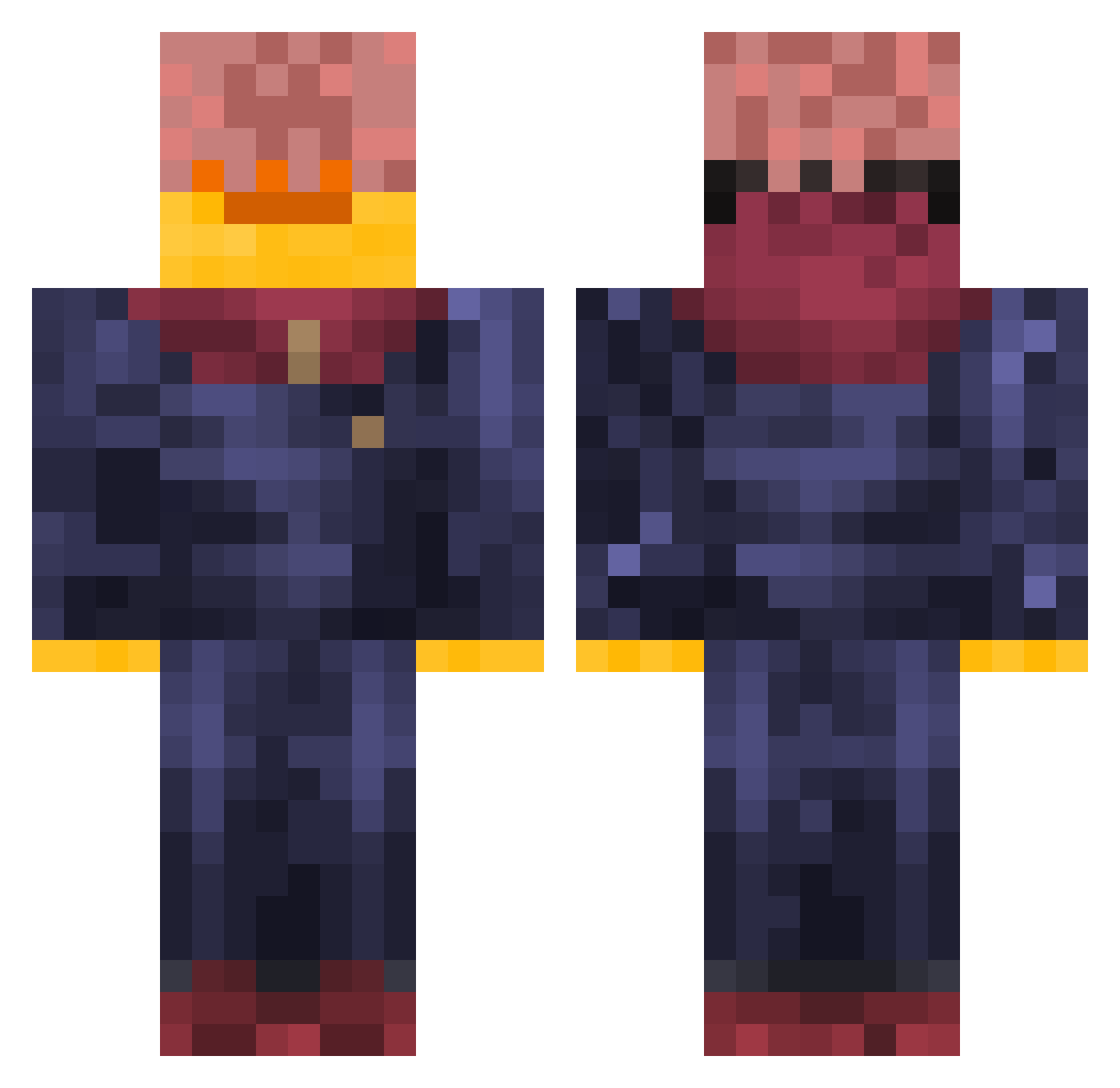 SlinkHat Minecraft skin, front and back view