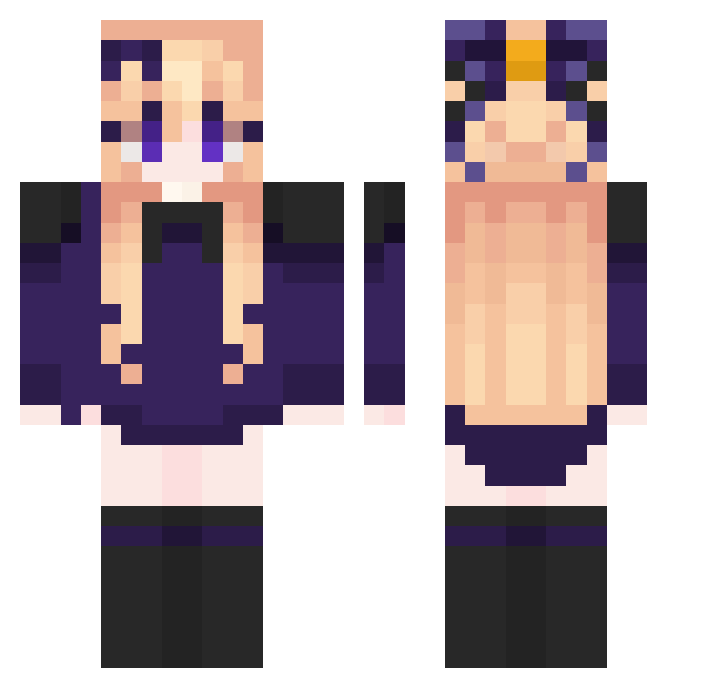 Roiqa Minecraft skin, front and back view