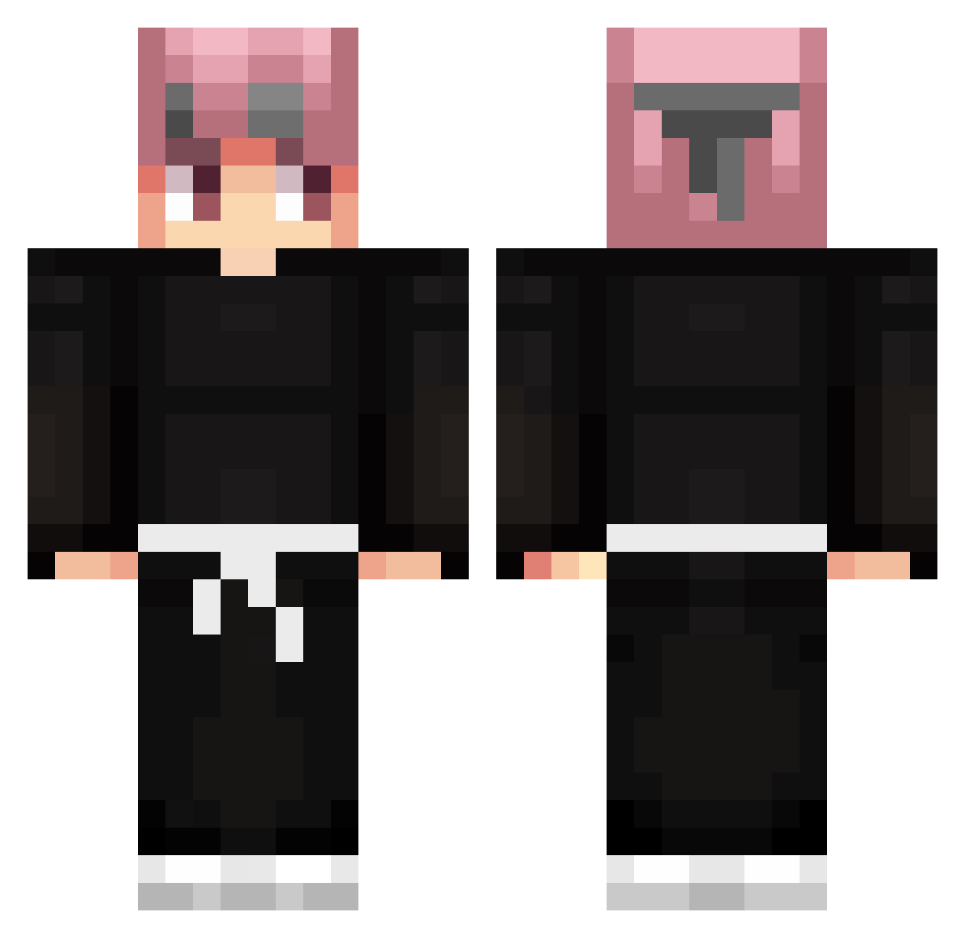 Fnd Minecraft skin, front and back view