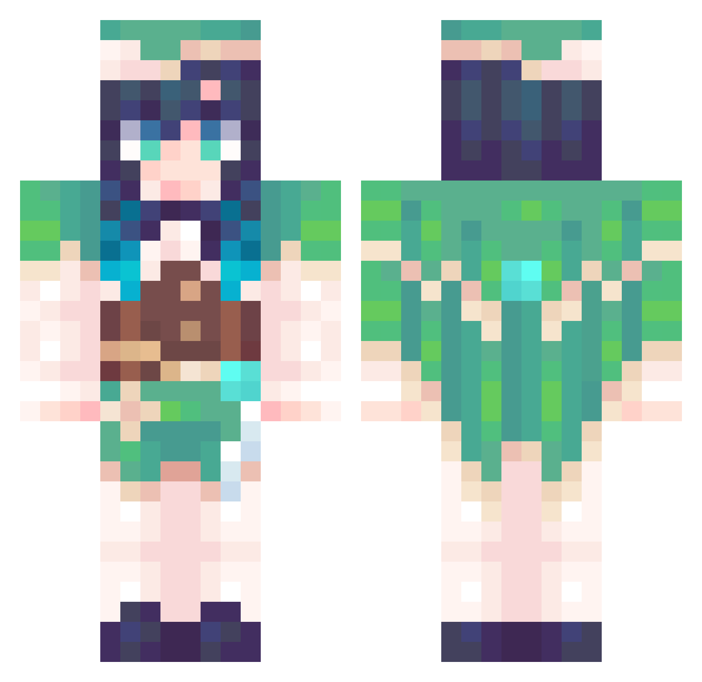 Segomo Minecraft skin, front and back view