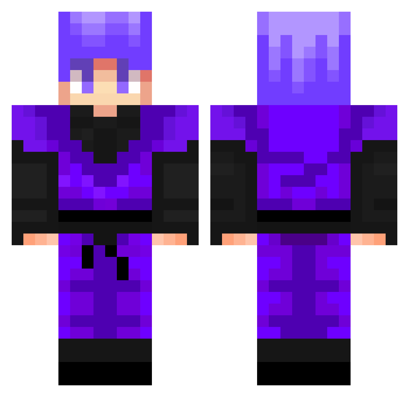 NeonicFlow Minecraft skin, front and back view