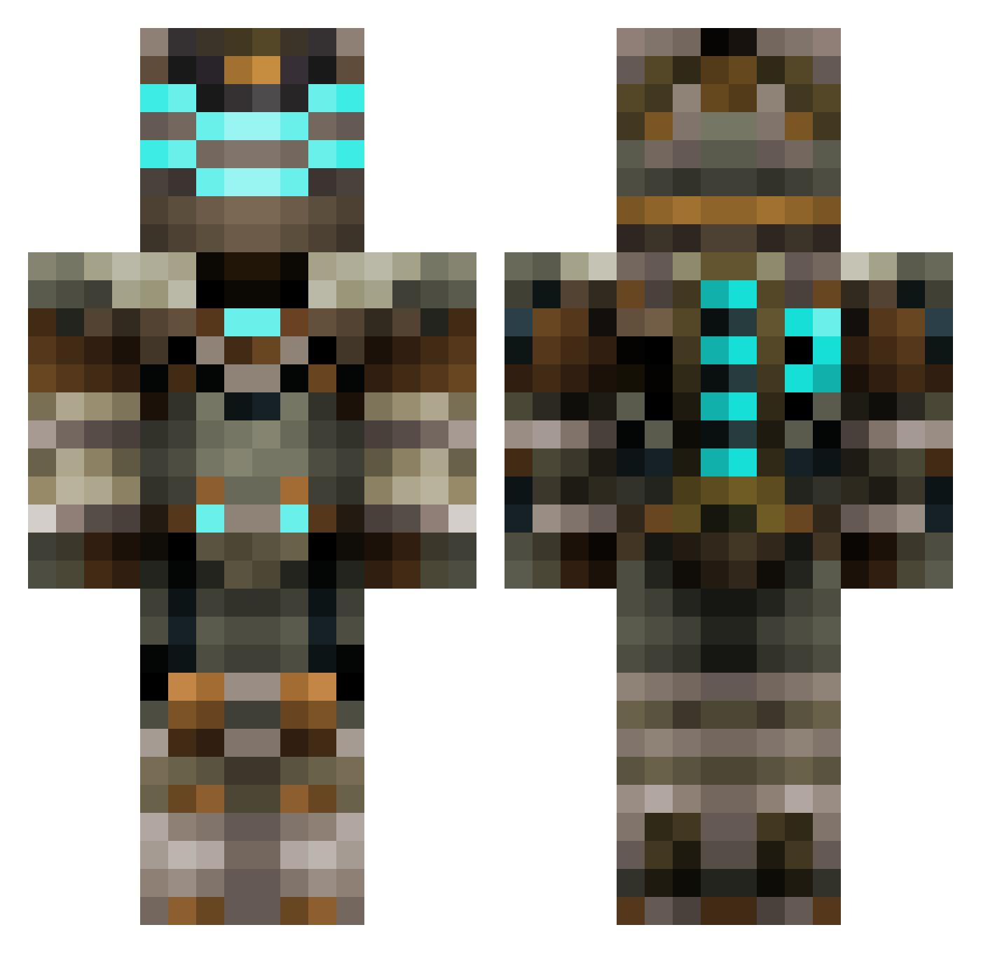 BravoFrank Minecraft skin, front and back view