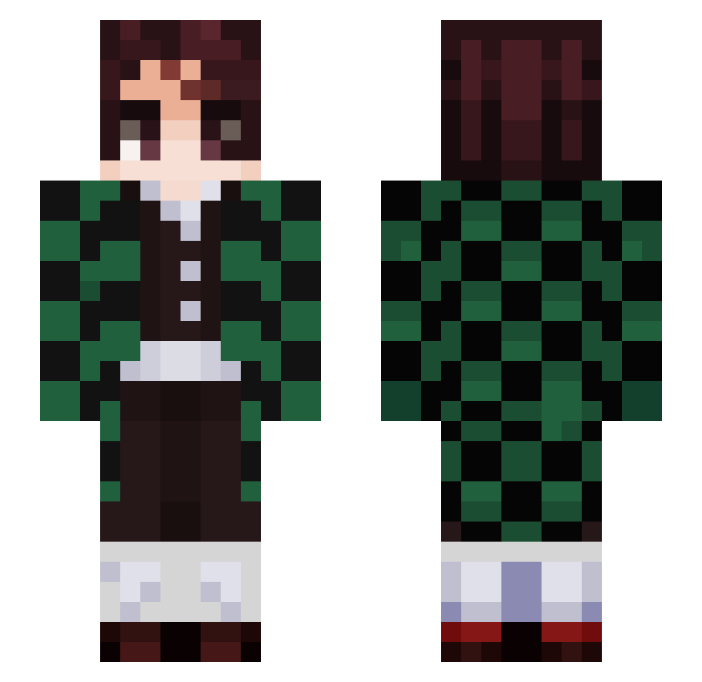 Universe171 Minecraft skin, front and back view