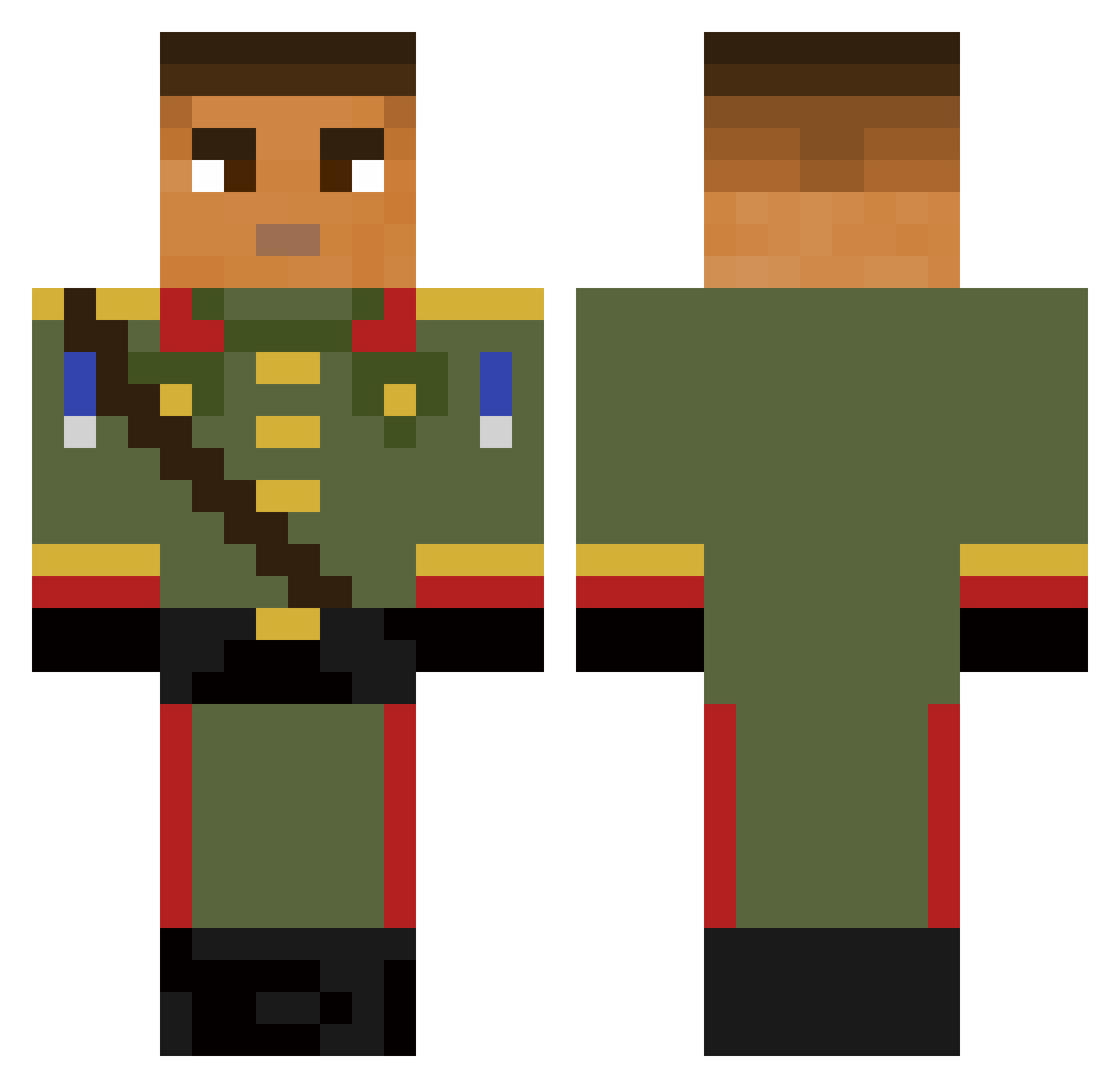 Dronekk Minecraft skin, front and back view