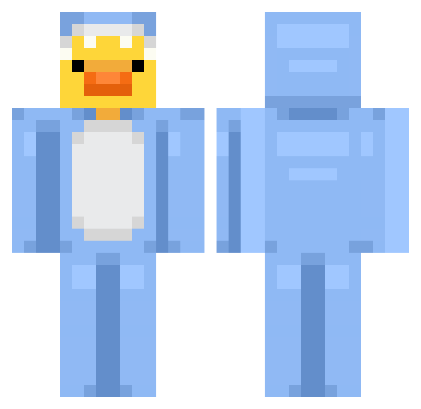 Quibloid Minecraft skin, front and back view