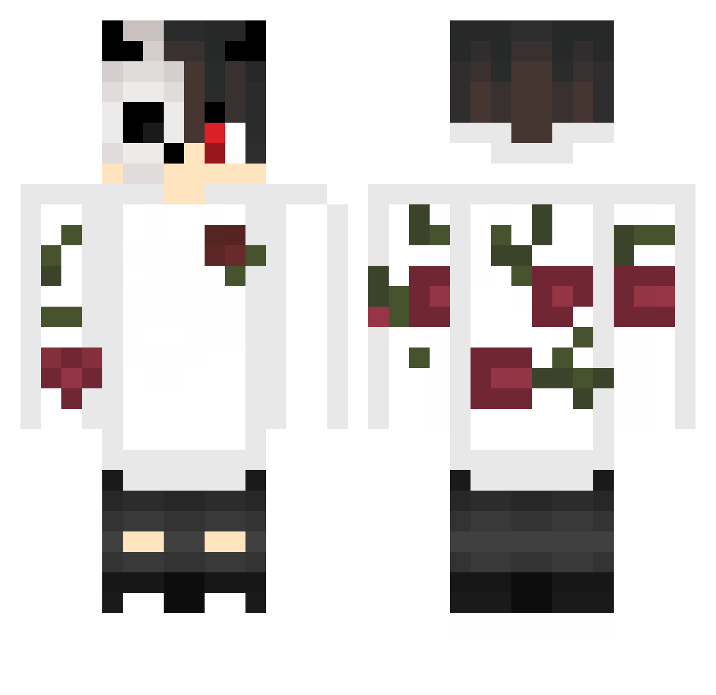 Brxed Minecraft skin, front and back view