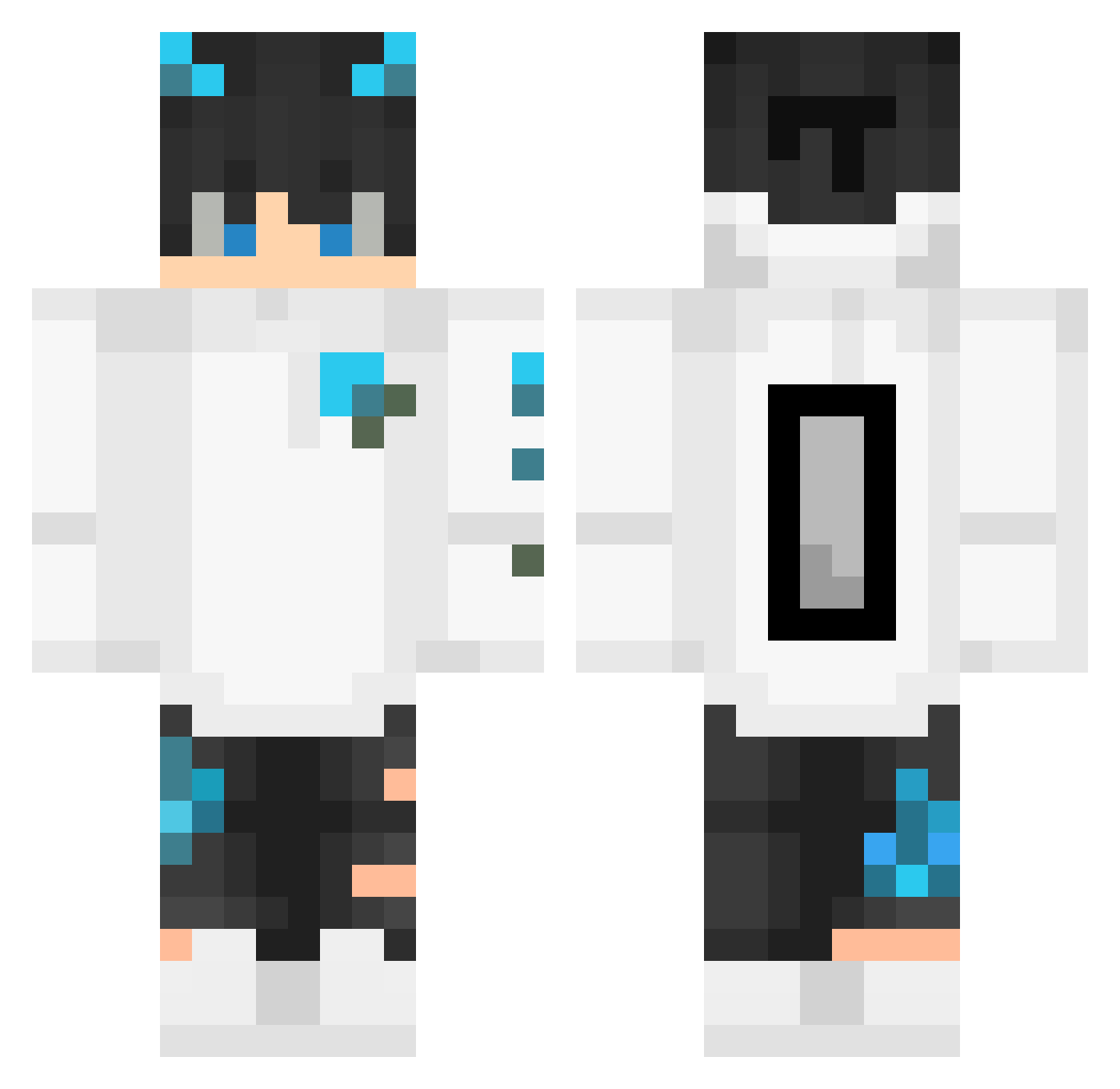 Leckioss Minecraft skin, front and back view