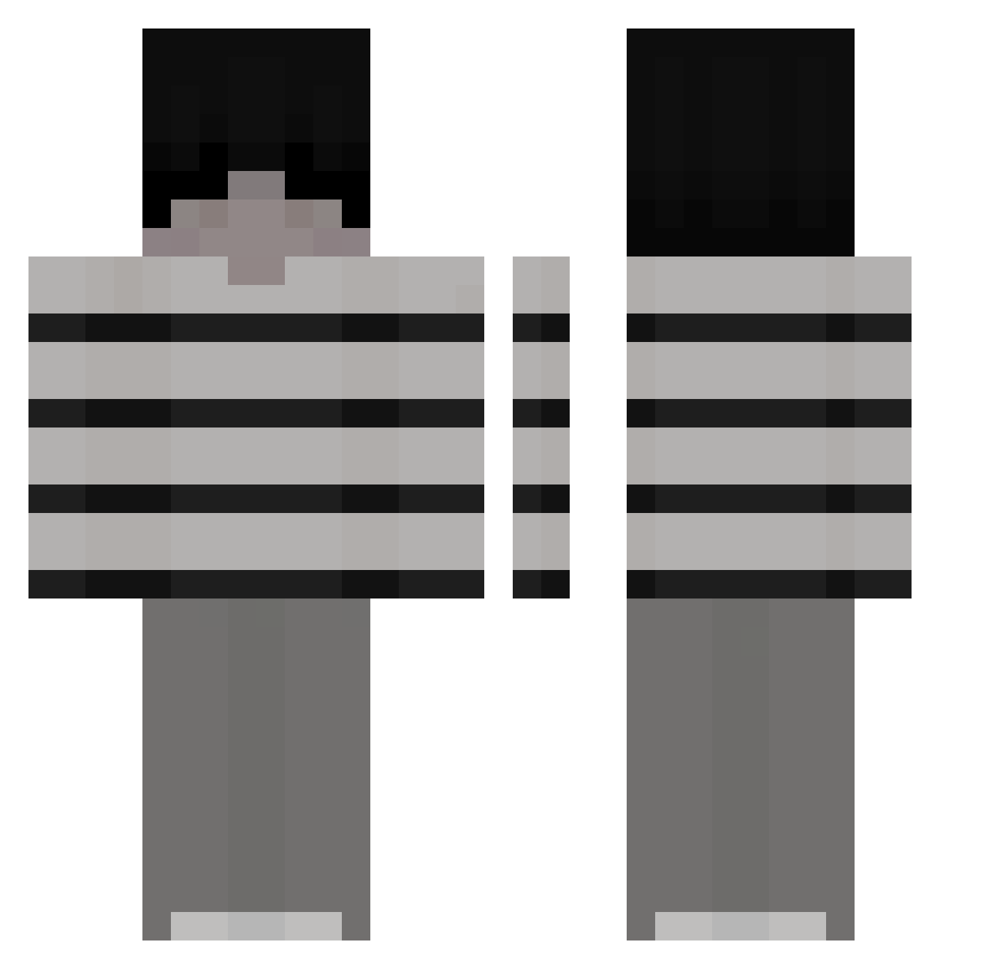 zezlx Minecraft skin, front and back view