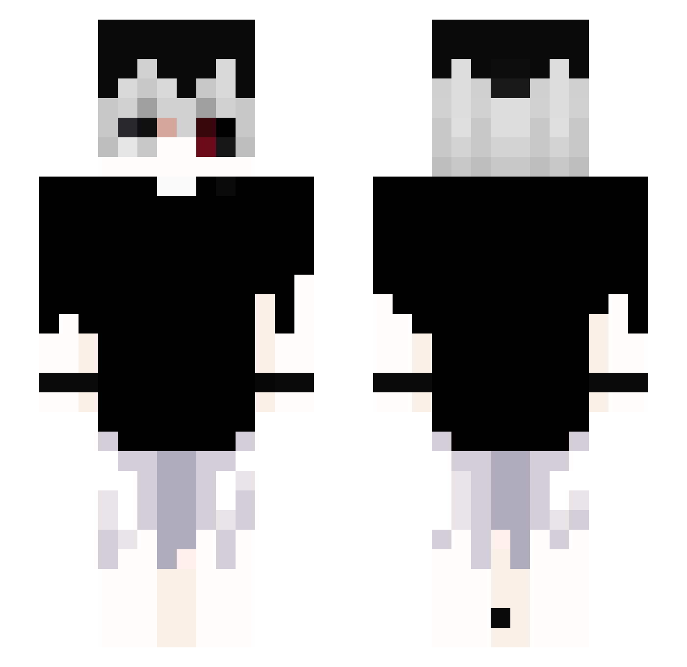 XoX040 Minecraft skin, front and back view
