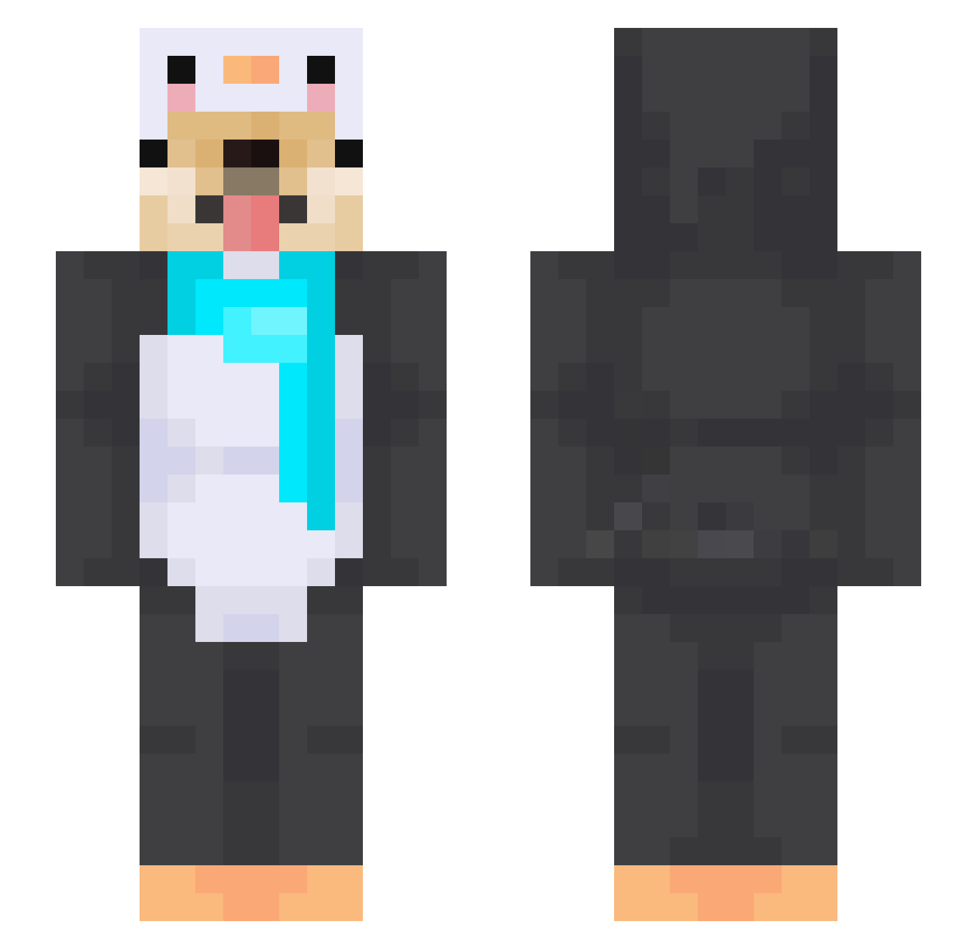 zazaking Minecraft skin, front and back view