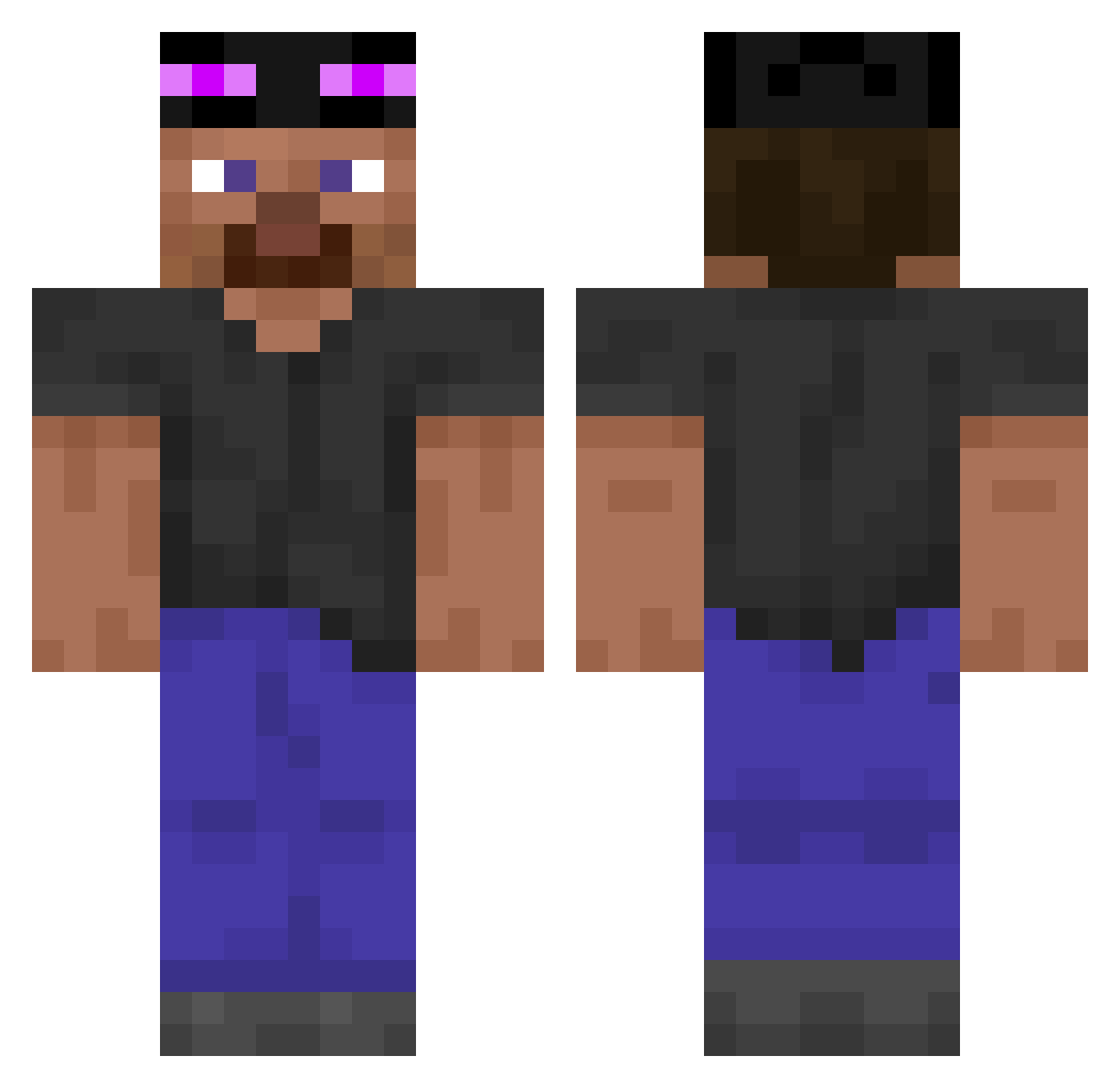 QuKlyp Minecraft skin, front and back view