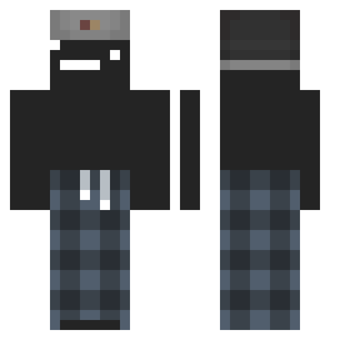 RiseIQ Minecraft skin, front and back view