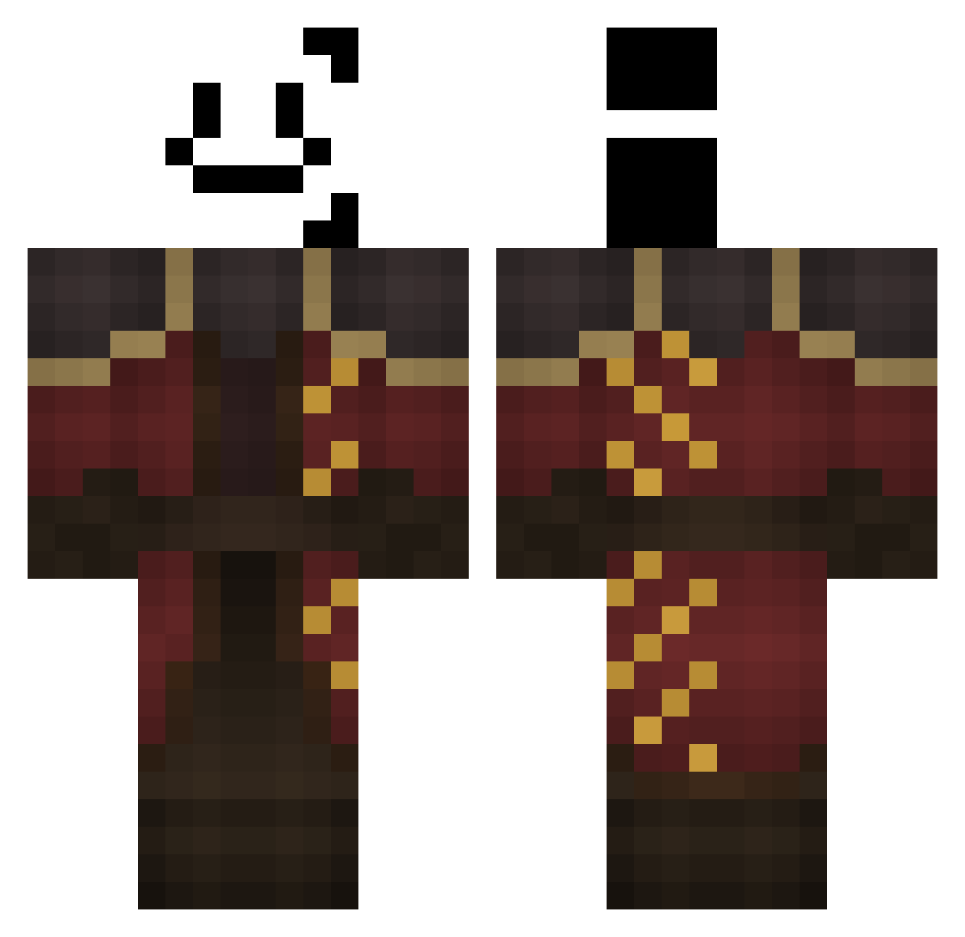 Zurfival Minecraft skin, front and back view
