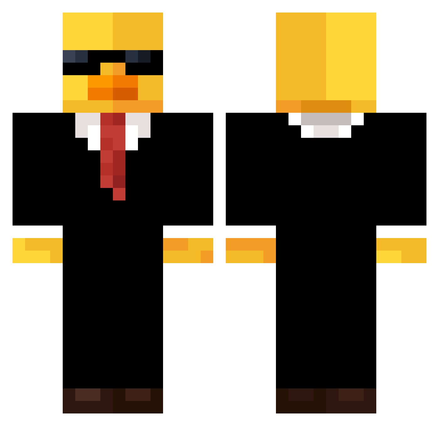 ArchedSing Minecraft skin, front and back view