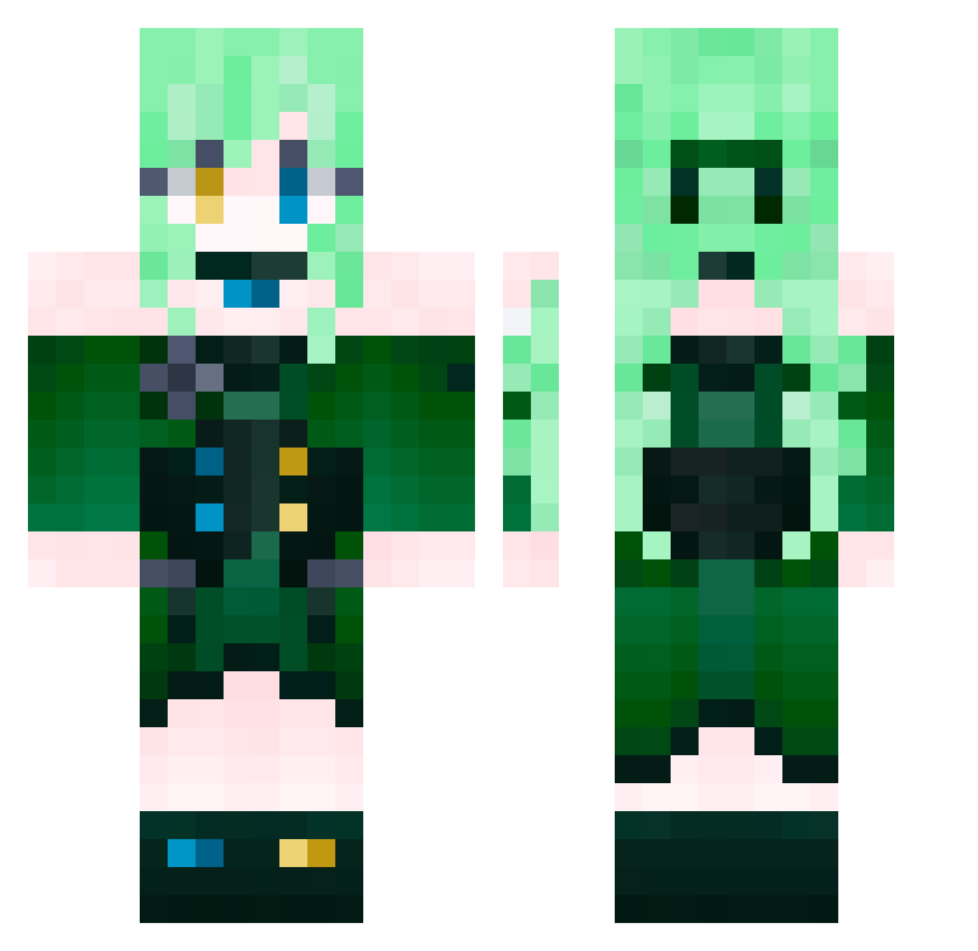 HNRDEI Minecraft skin, front and back view