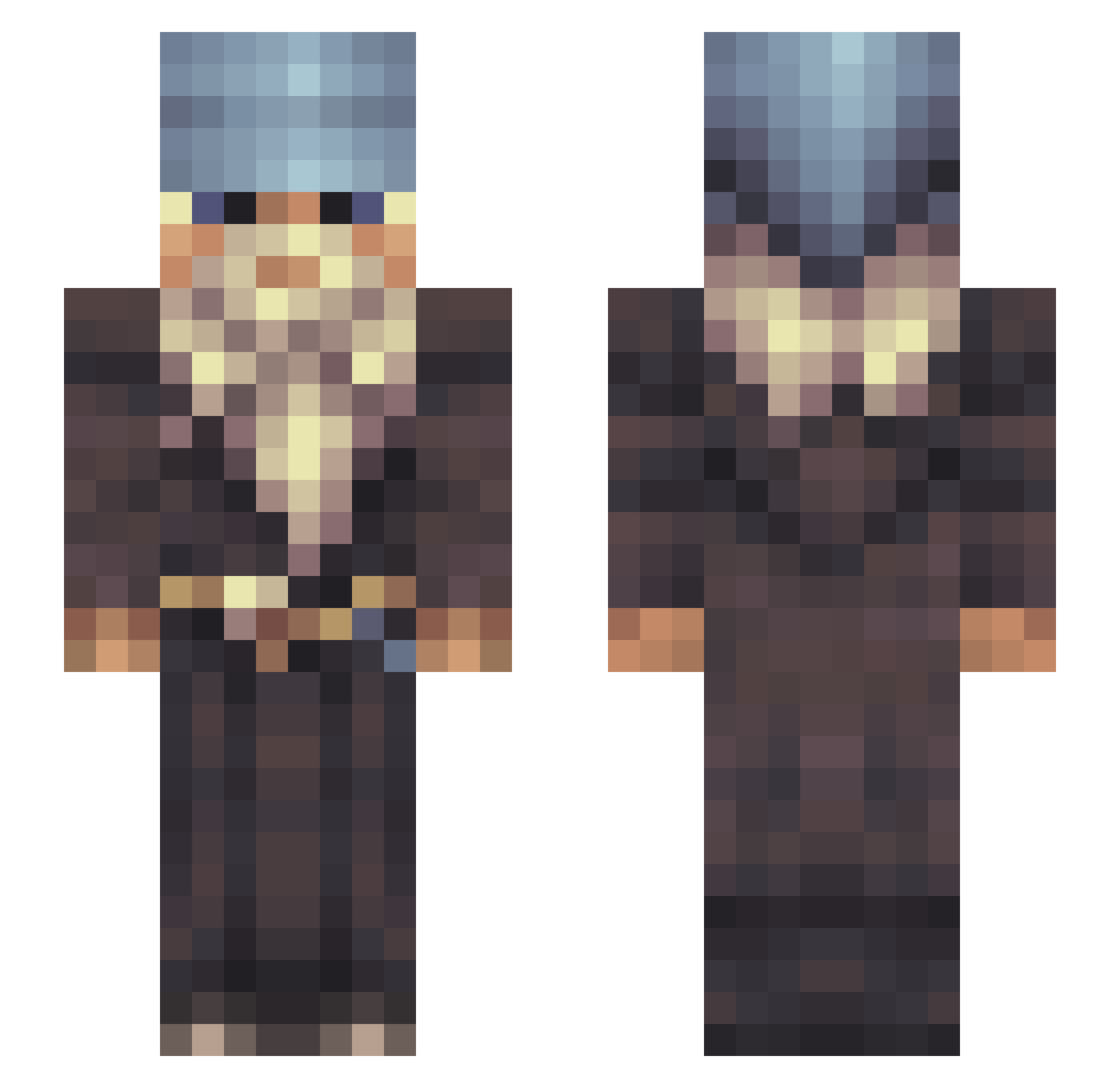 DasBowy Minecraft skin, front and back view