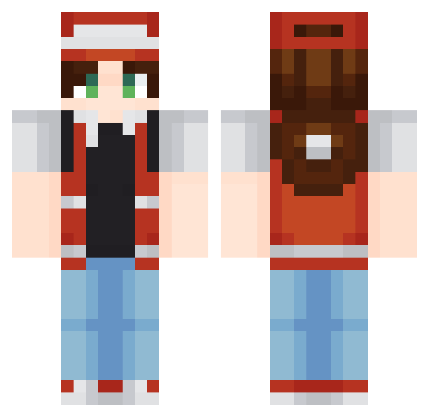 By4kk0 Minecraft skin, front and back view