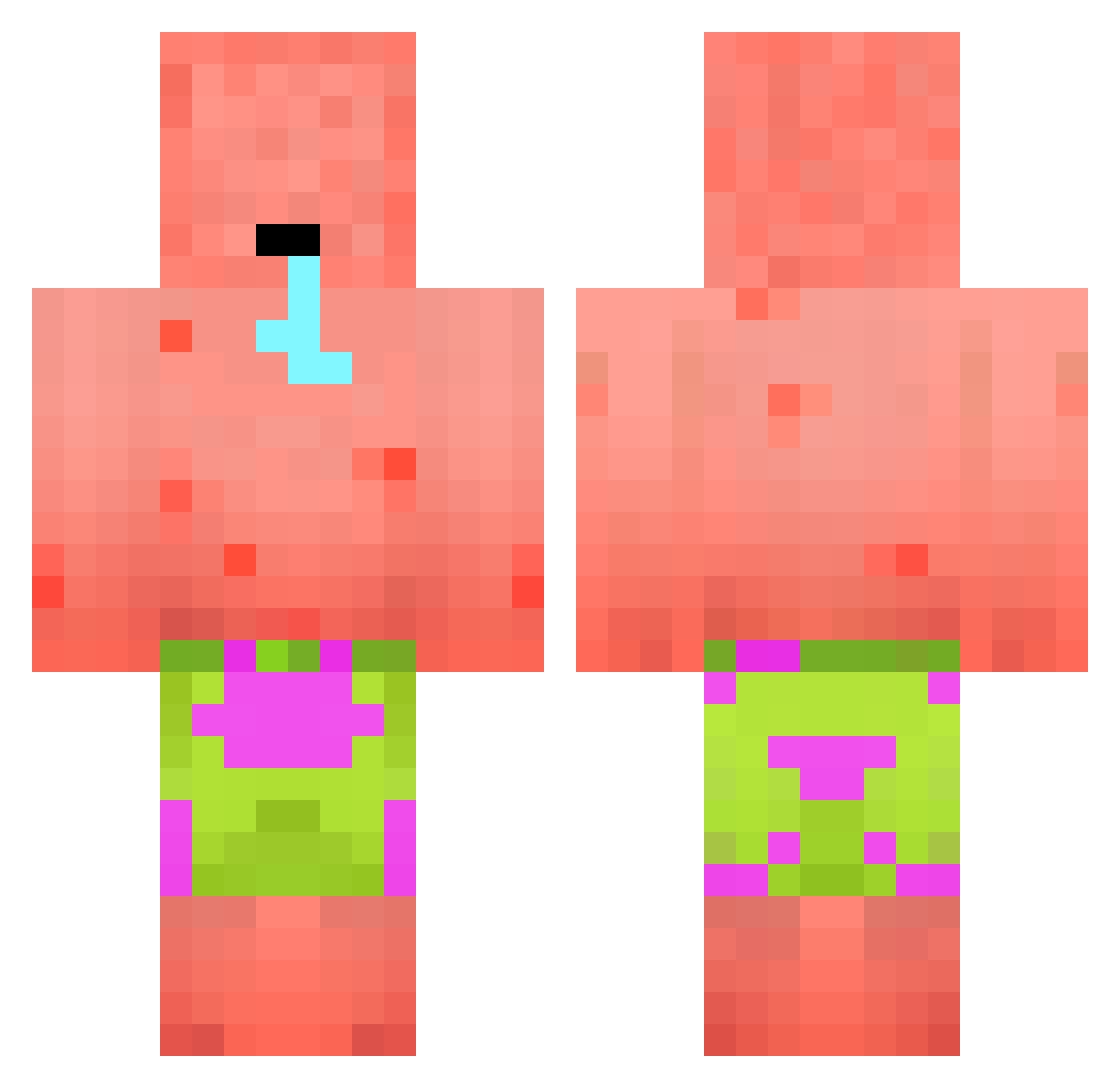 Klyxz Minecraft skin, front and back view