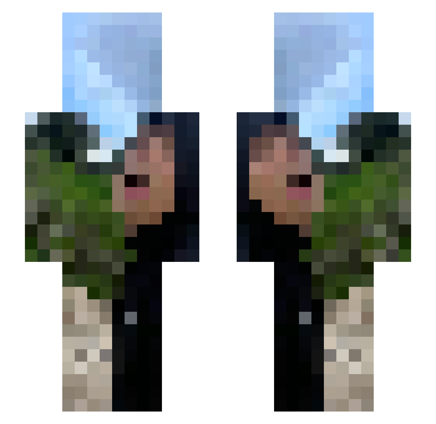 sirprankenstein Minecraft skin, front and back view