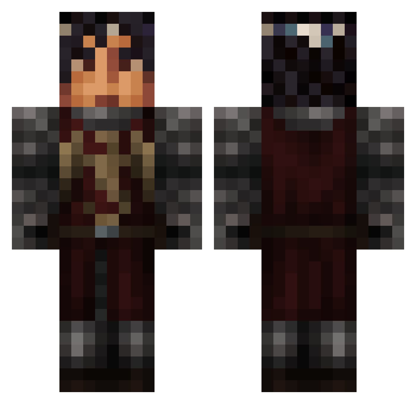 Brigandry Minecraft skin, front and back view
