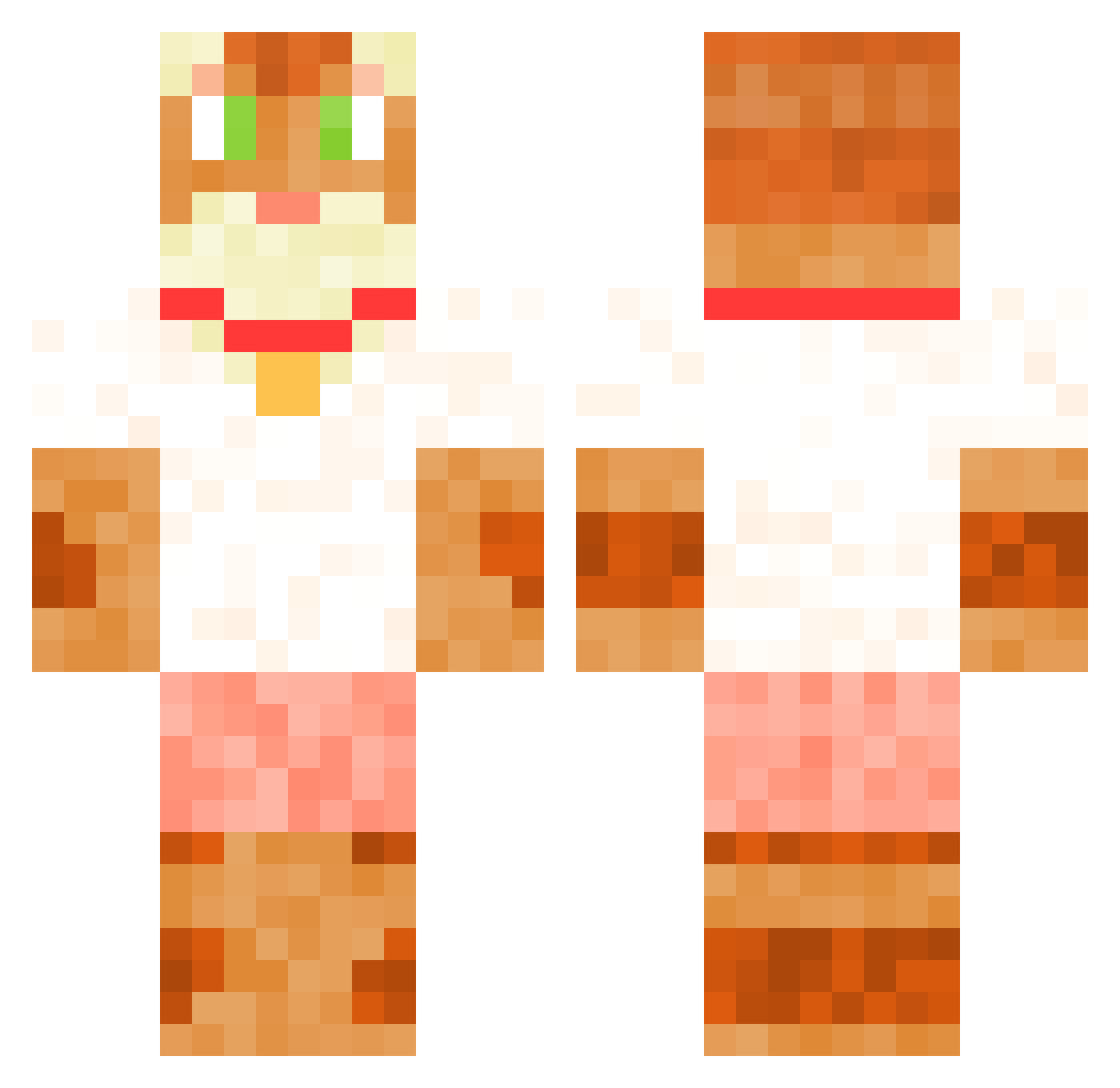 Denni Minecraft skin, front and back view