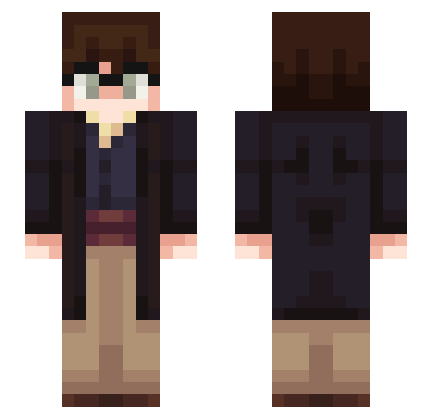InfiniteAmethyst Minecraft skin, front and back view