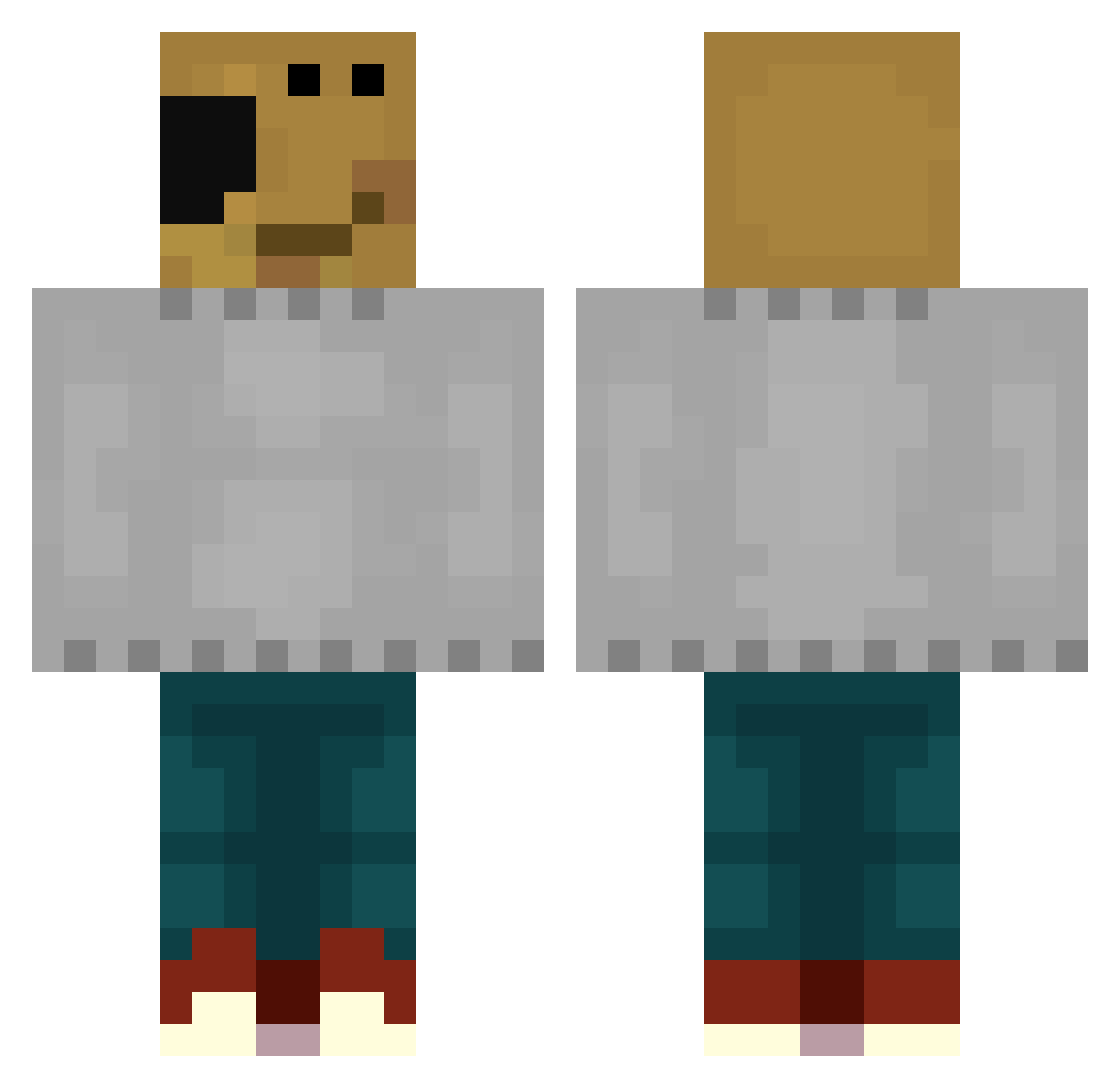 Shmobin Minecraft skin, front and back view