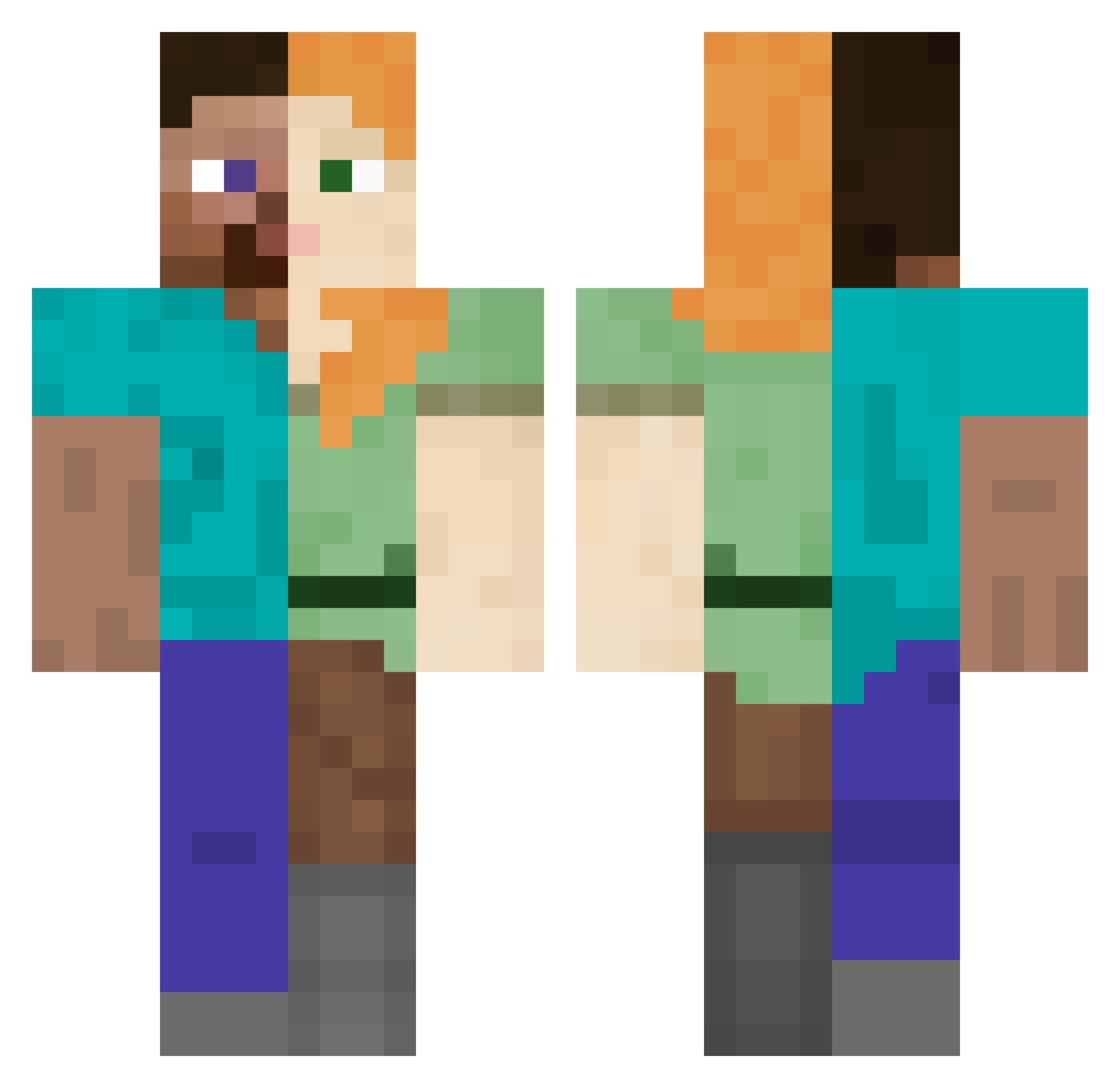 RLAWNS095 Minecraft skin, front and back view