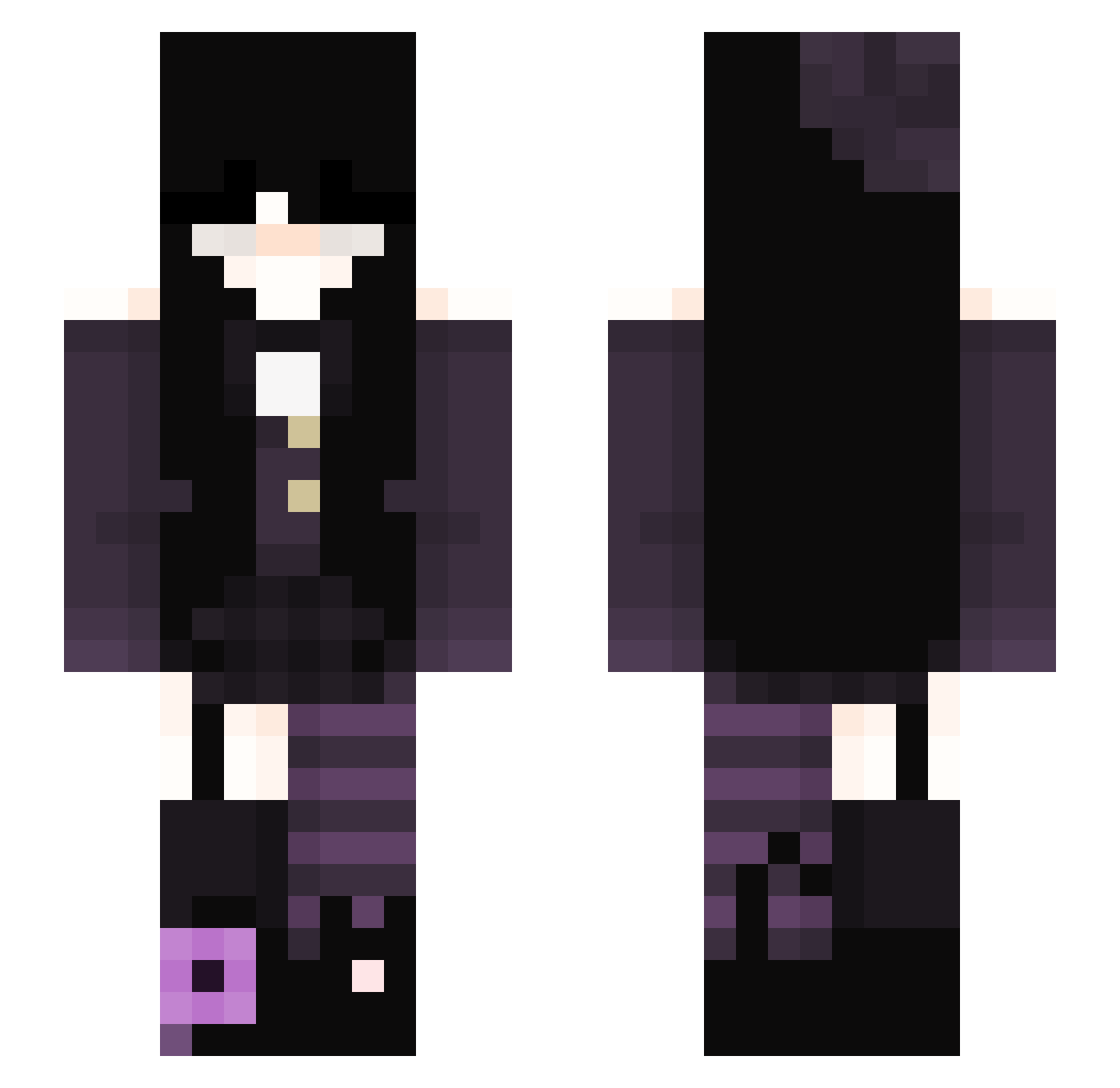 RakuL1ve Minecraft skin, front and back view