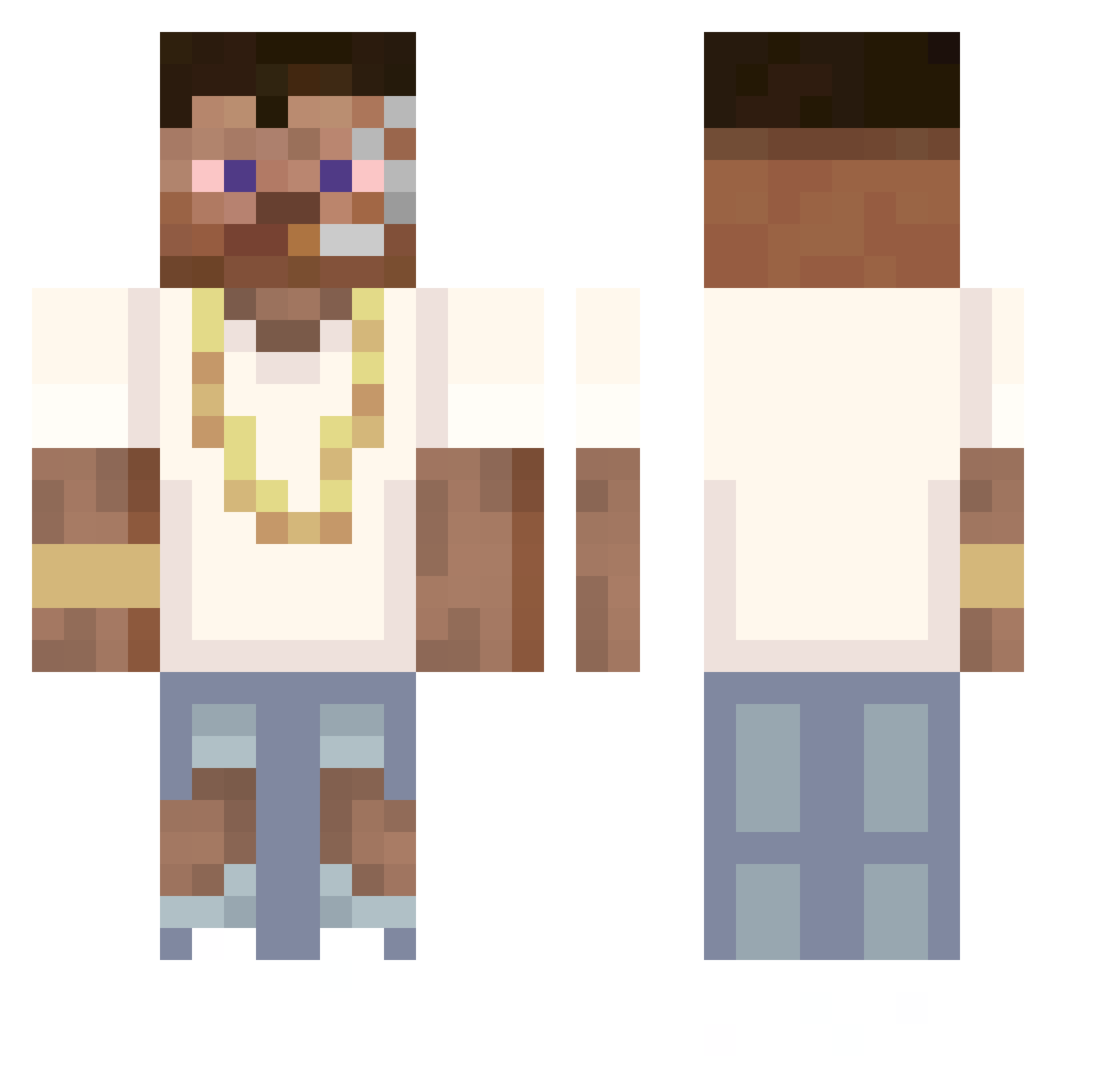 sl3x Minecraft skin, front and back view