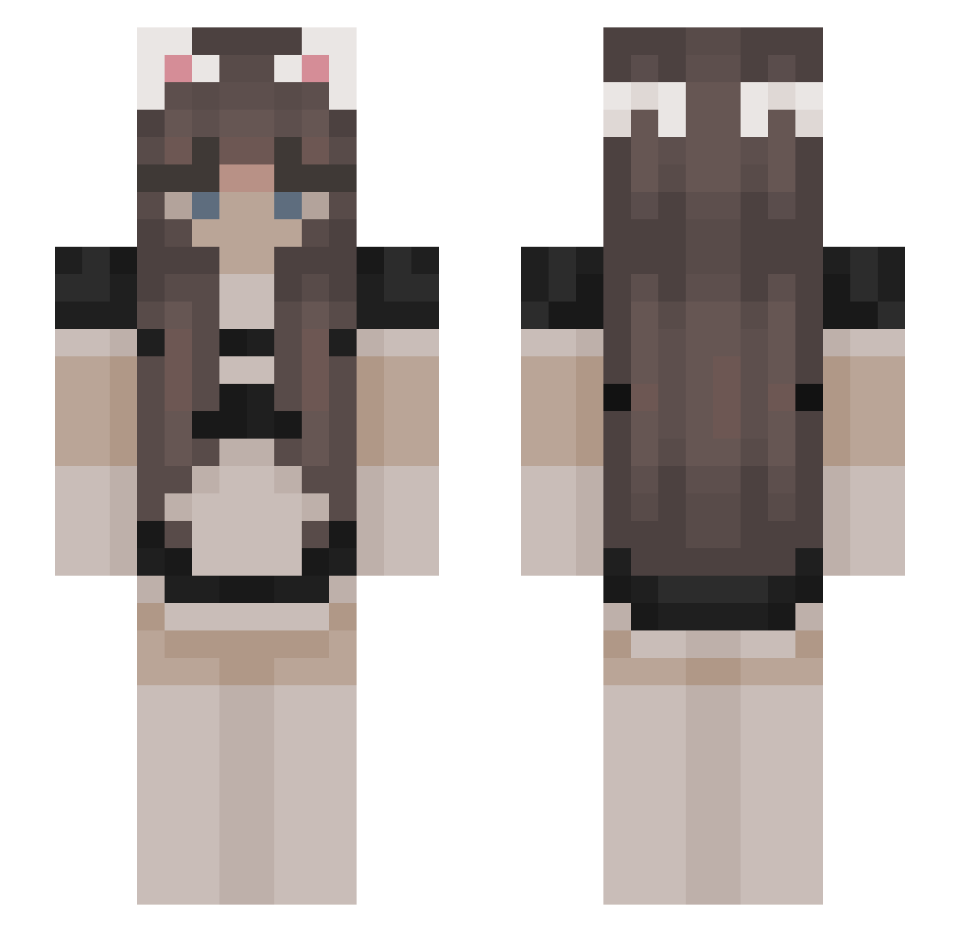 V_ioletta Minecraft skin, front and back view
