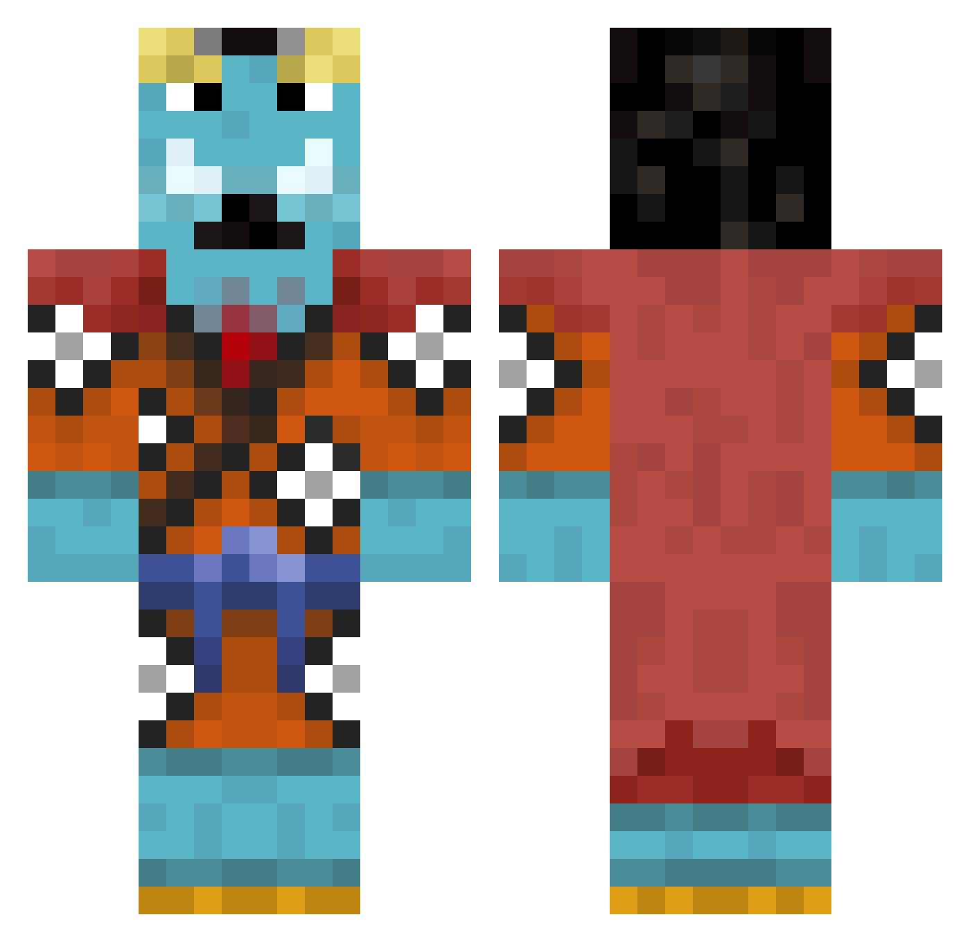 Amerout Minecraft skin, front and back view