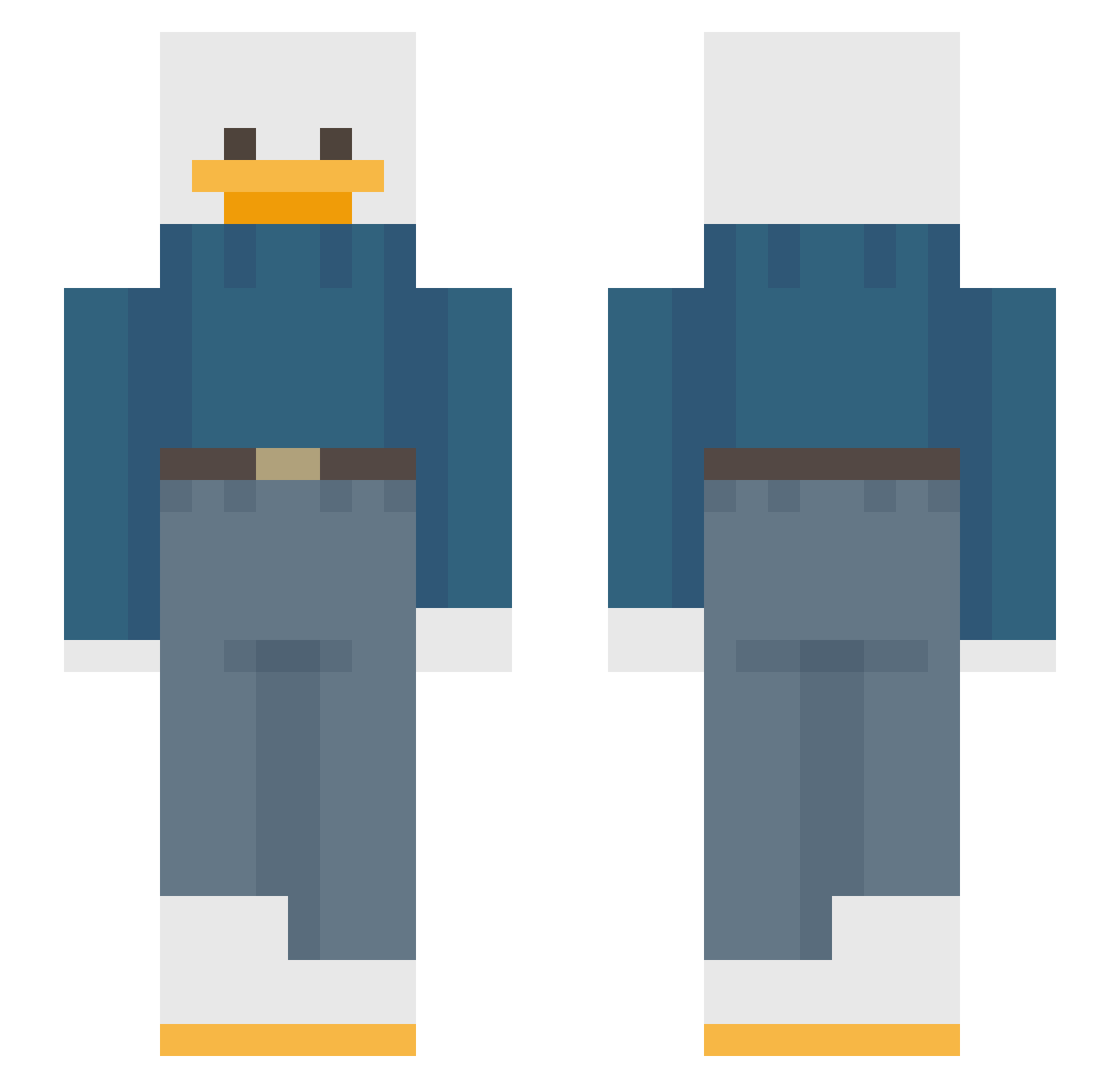 ActuallyDuck Minecraft skin, front and back view